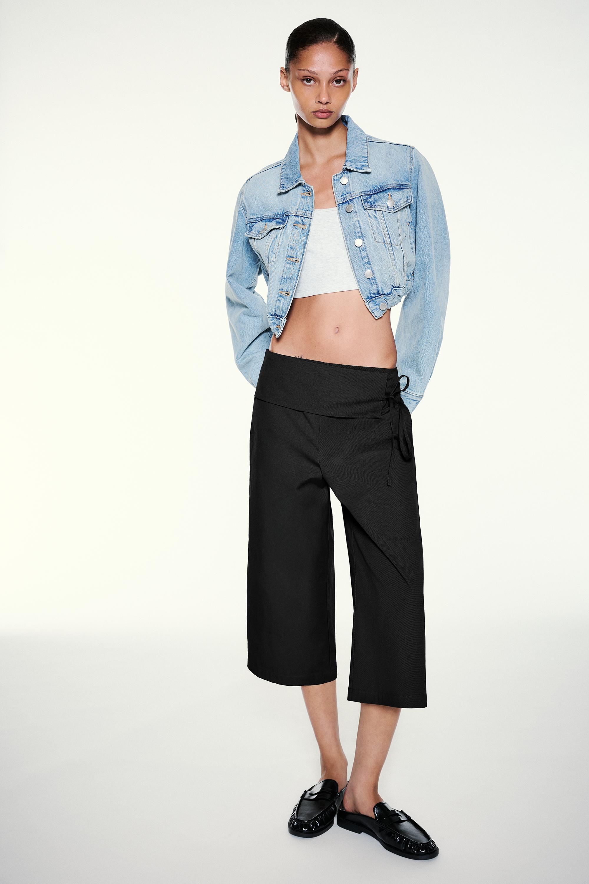 Sash tie culottes — Black