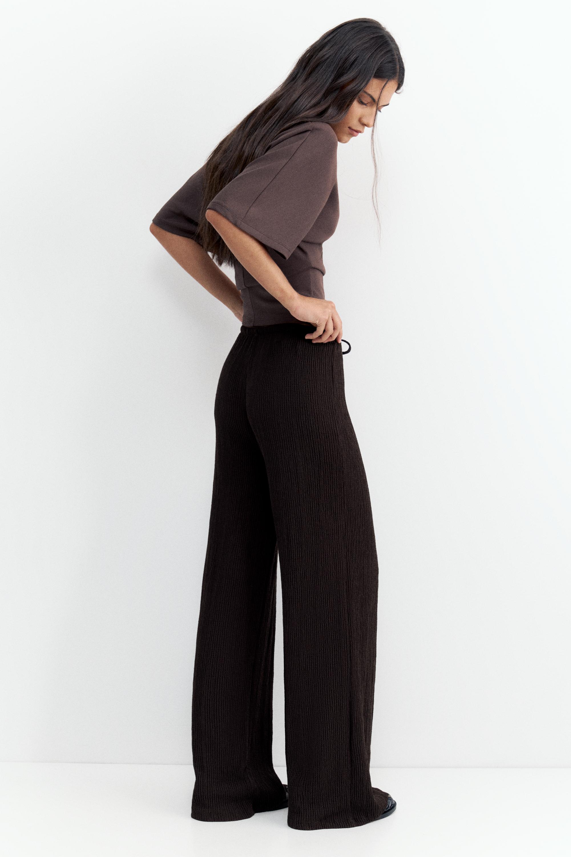 Wide-leg crepe trousers — Brown