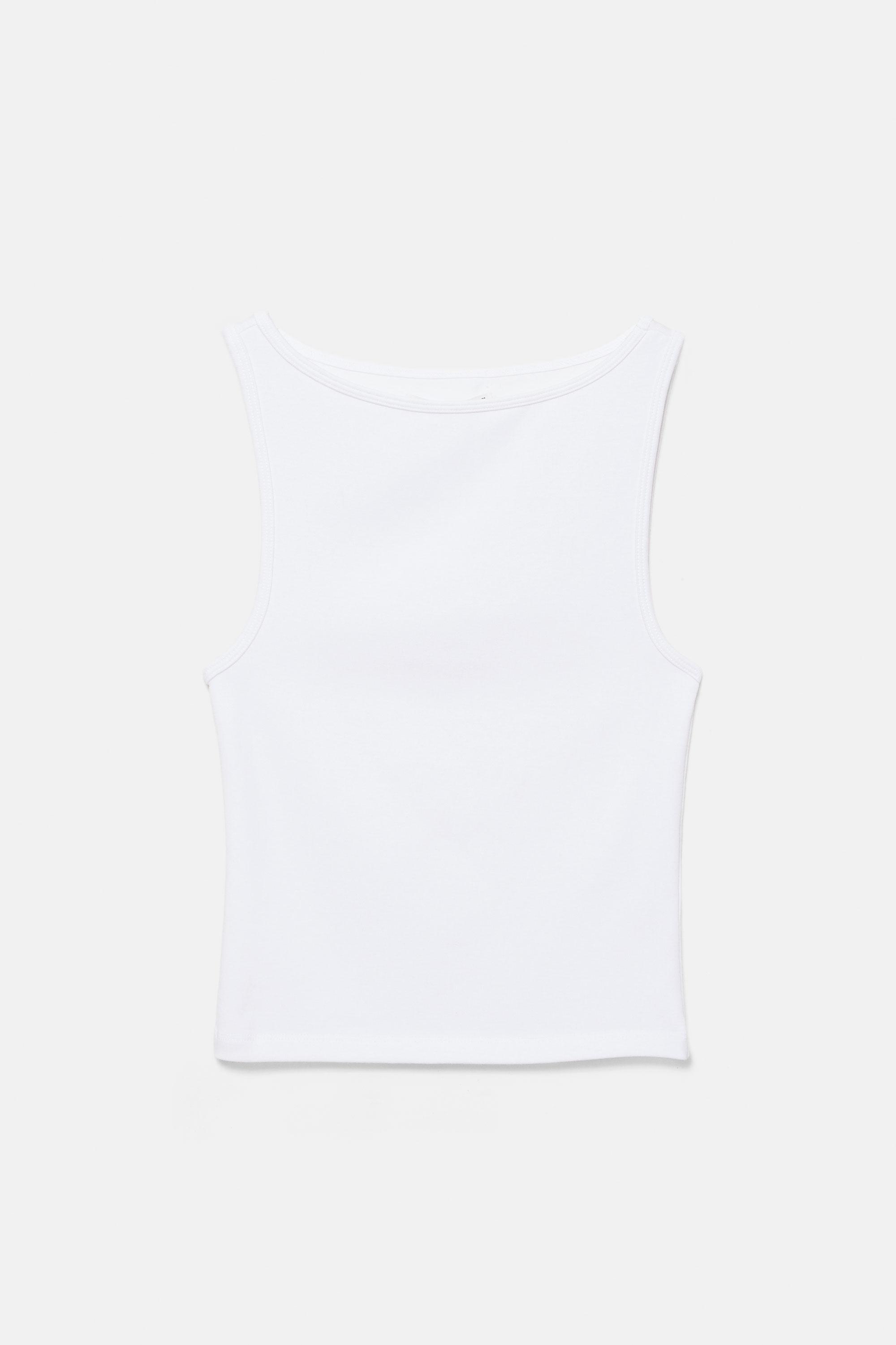 Boat neck tank top — White