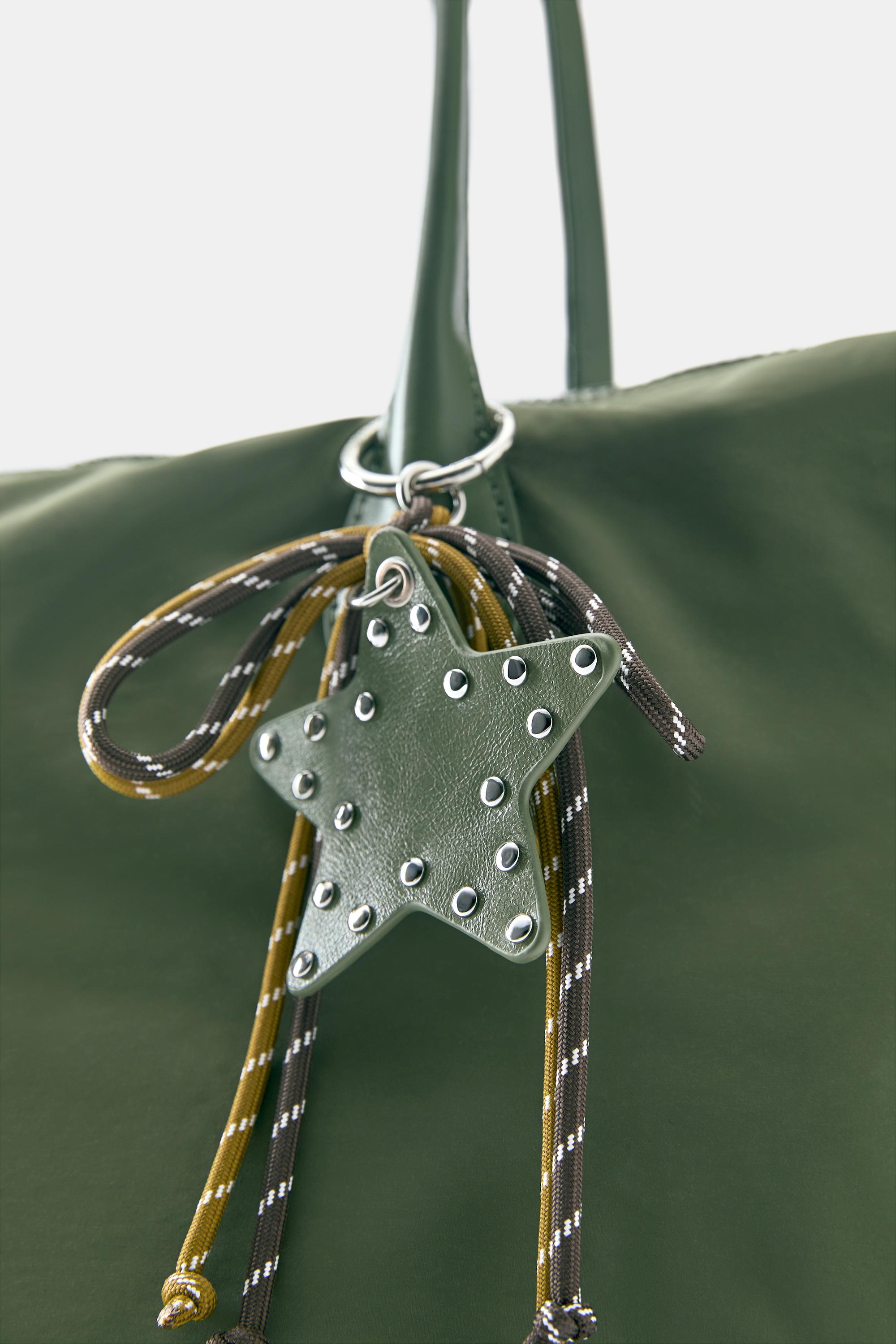 Embellished nylon tote bag — Khaki