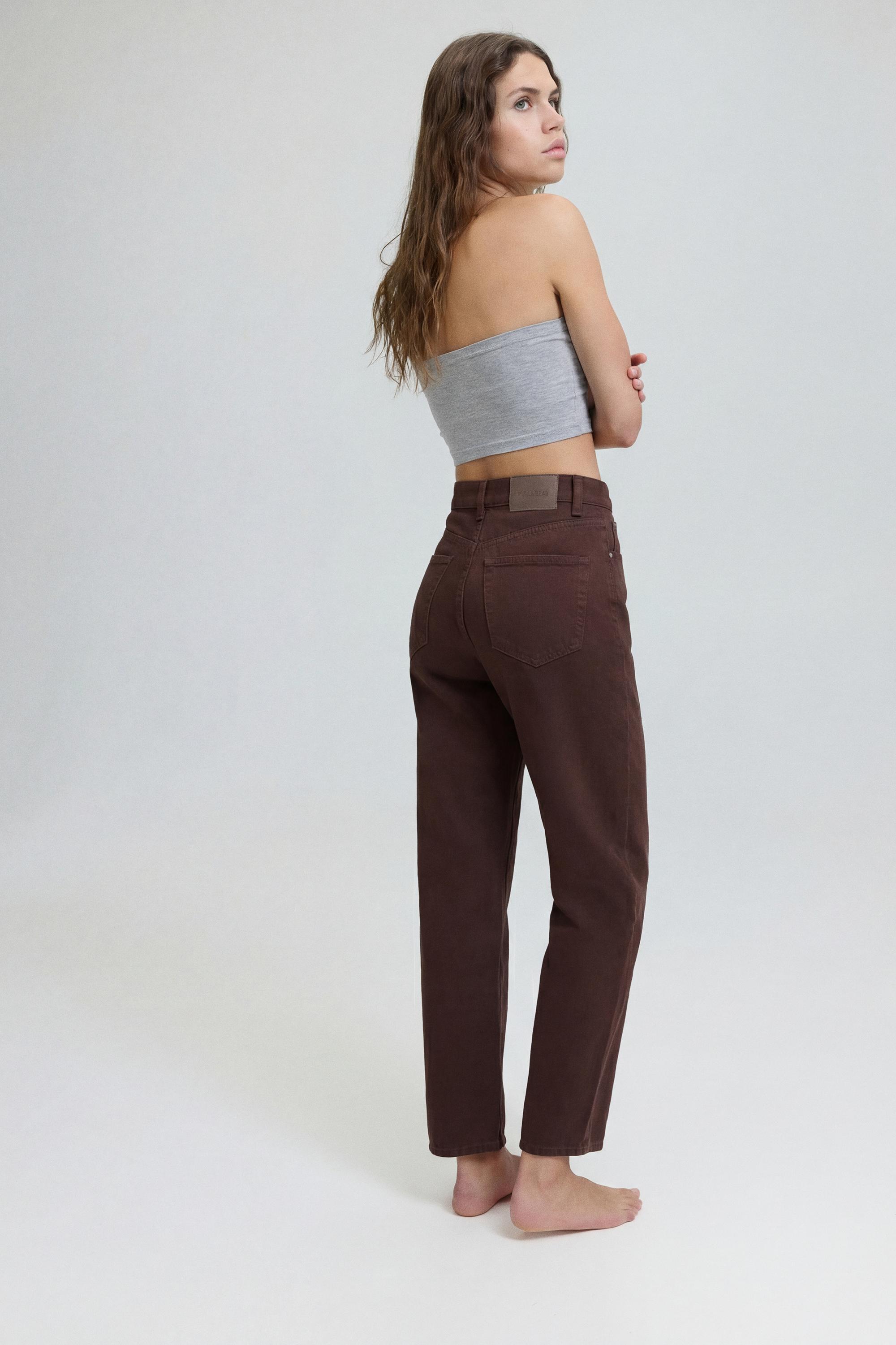 High-waist mom jeans — Brown