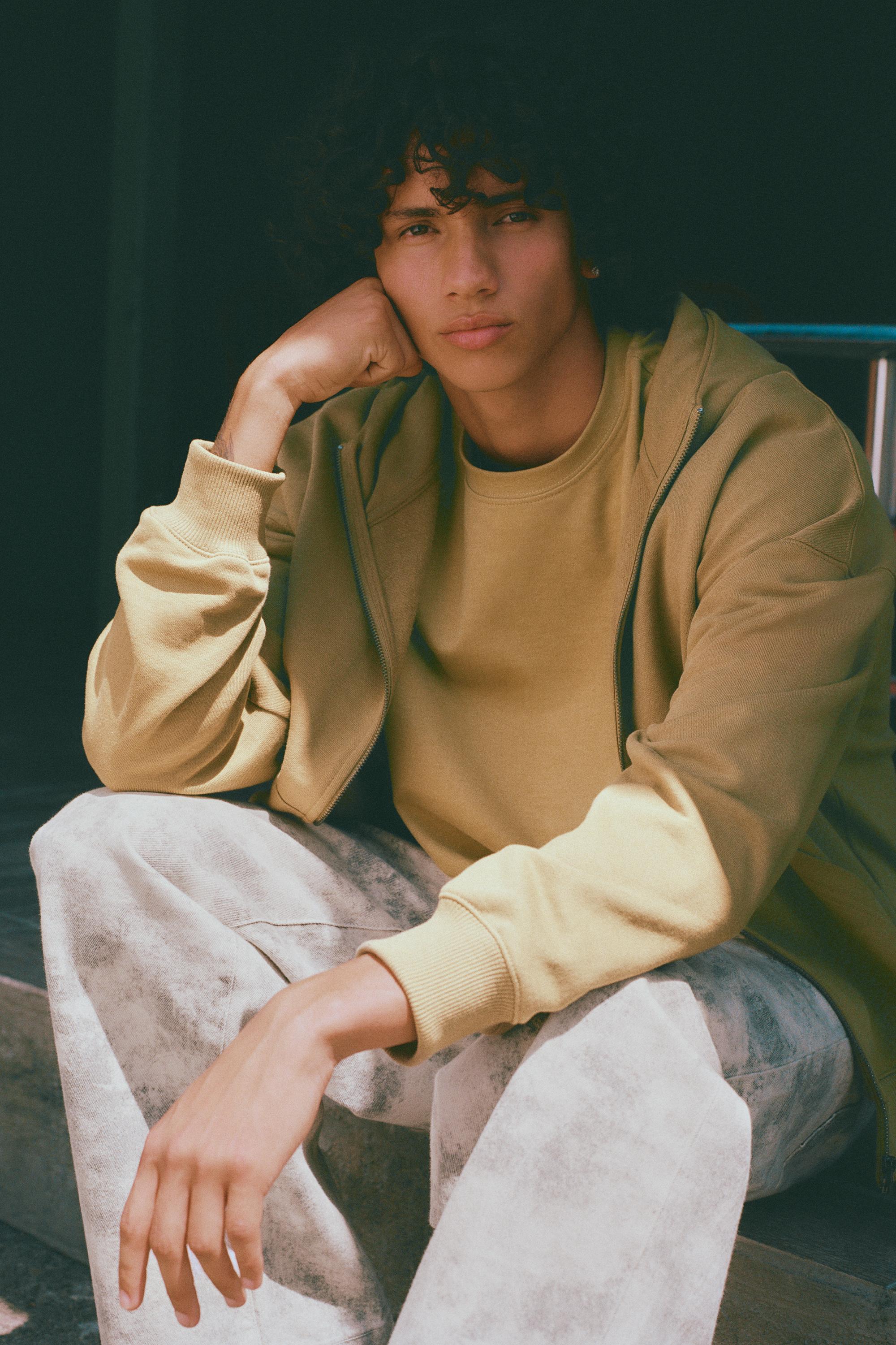Boxy hoodie with zipper — Lime