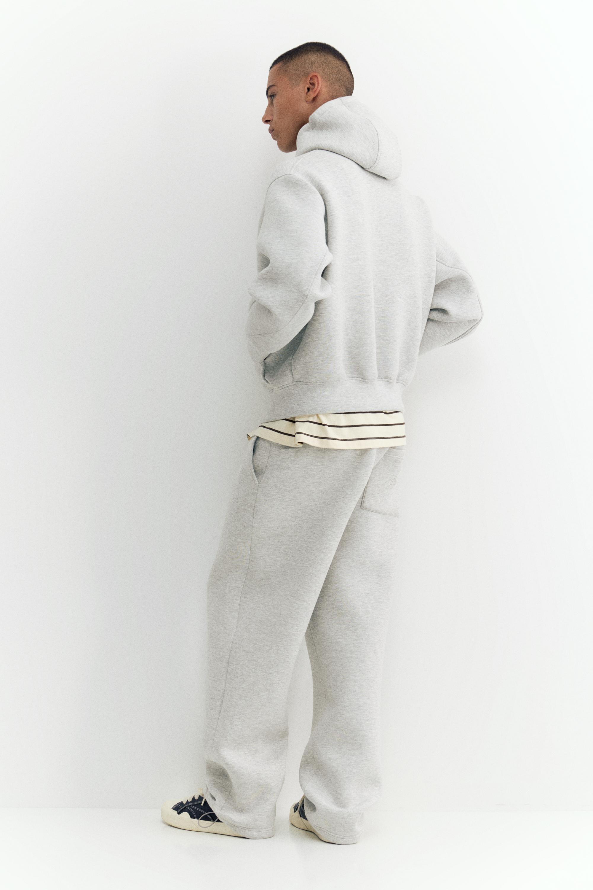 Neoprene-effect zip-up hoodie — Grey marl
