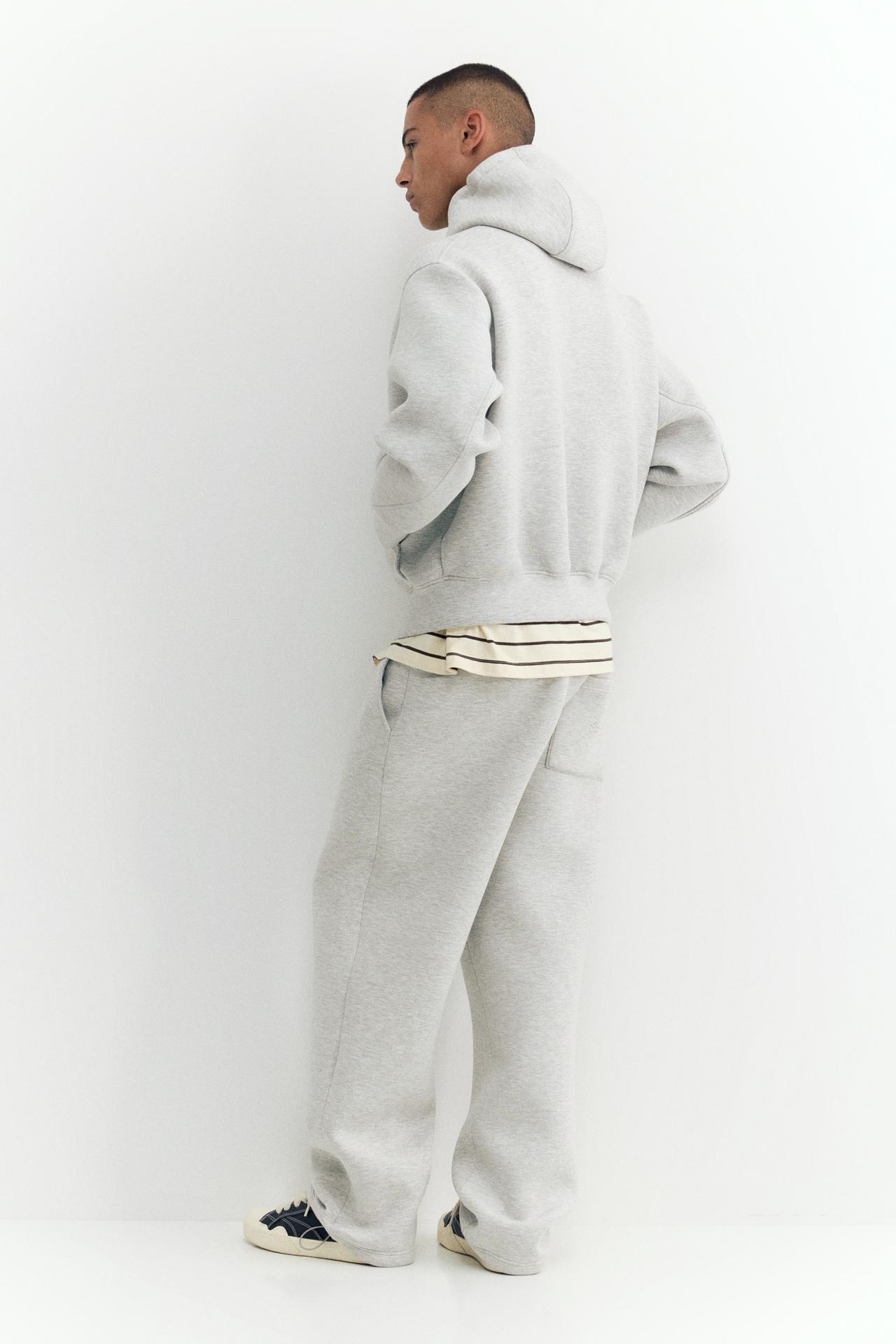 Neoprene-effect zip-up hoodie — Grey marl