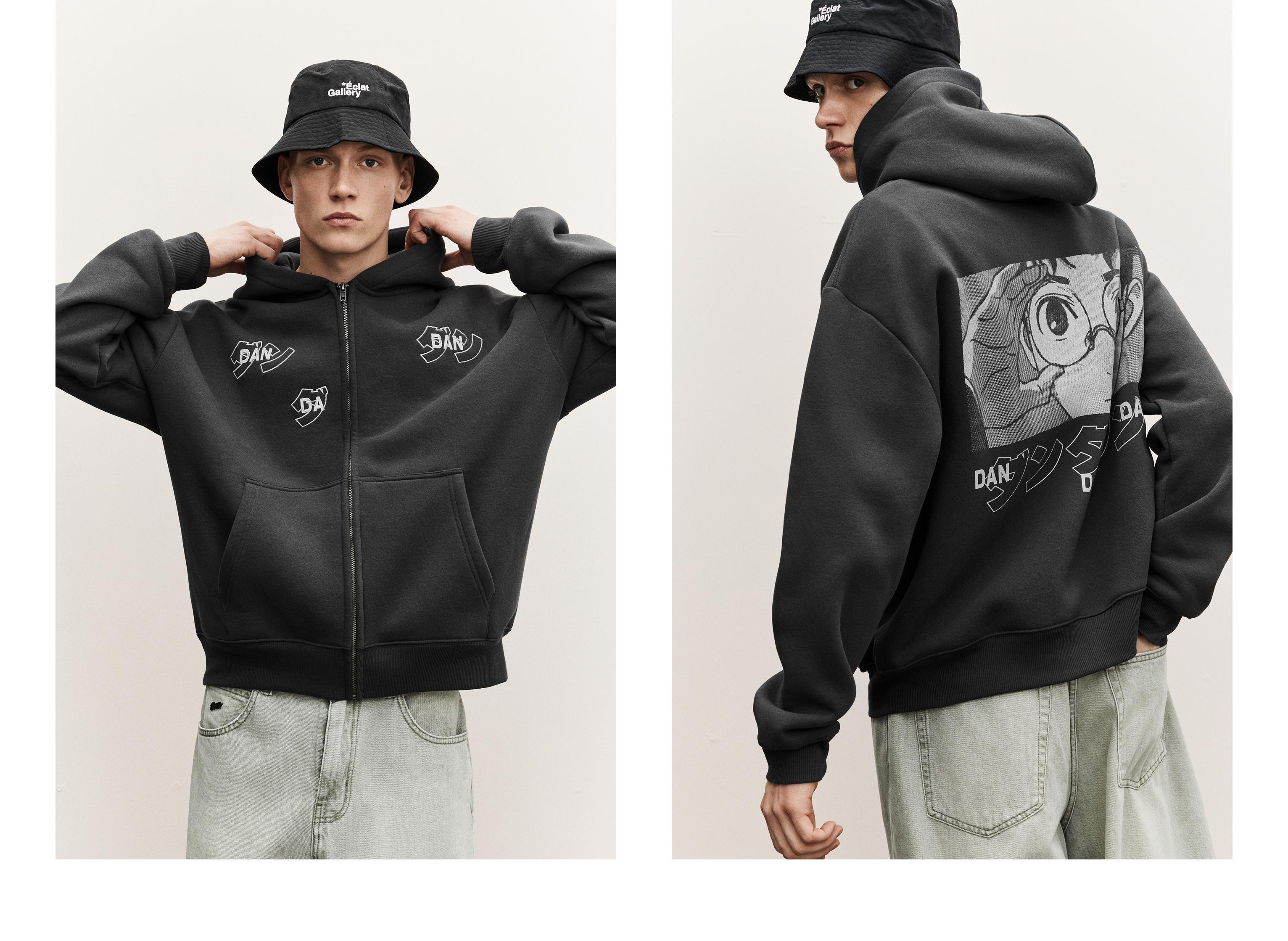 Dan Da Dan fermuarlı kapüşonlu sweatshirt - Görsel 10