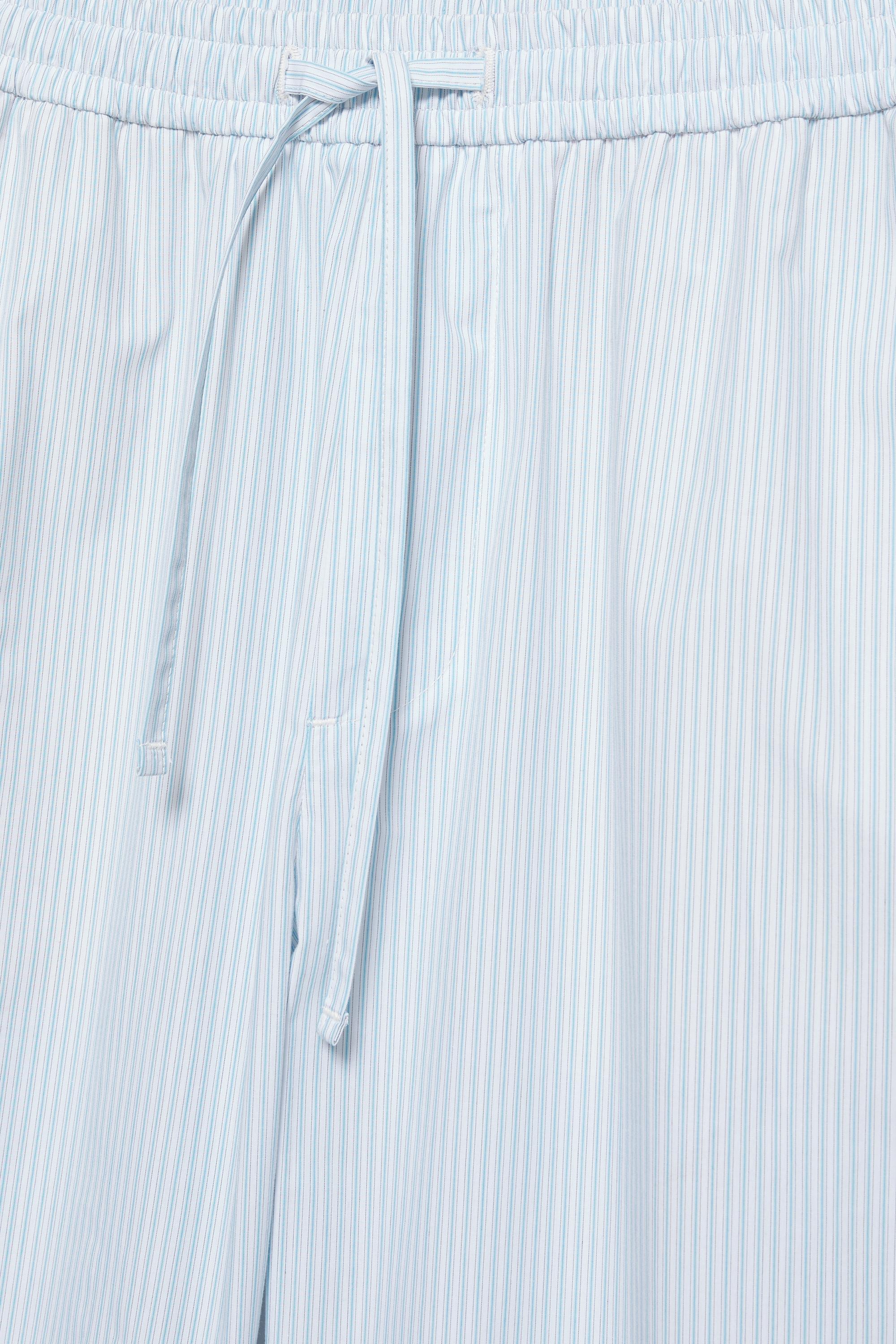 Relaxed fit striped pyjama-style trousers — Pale blue