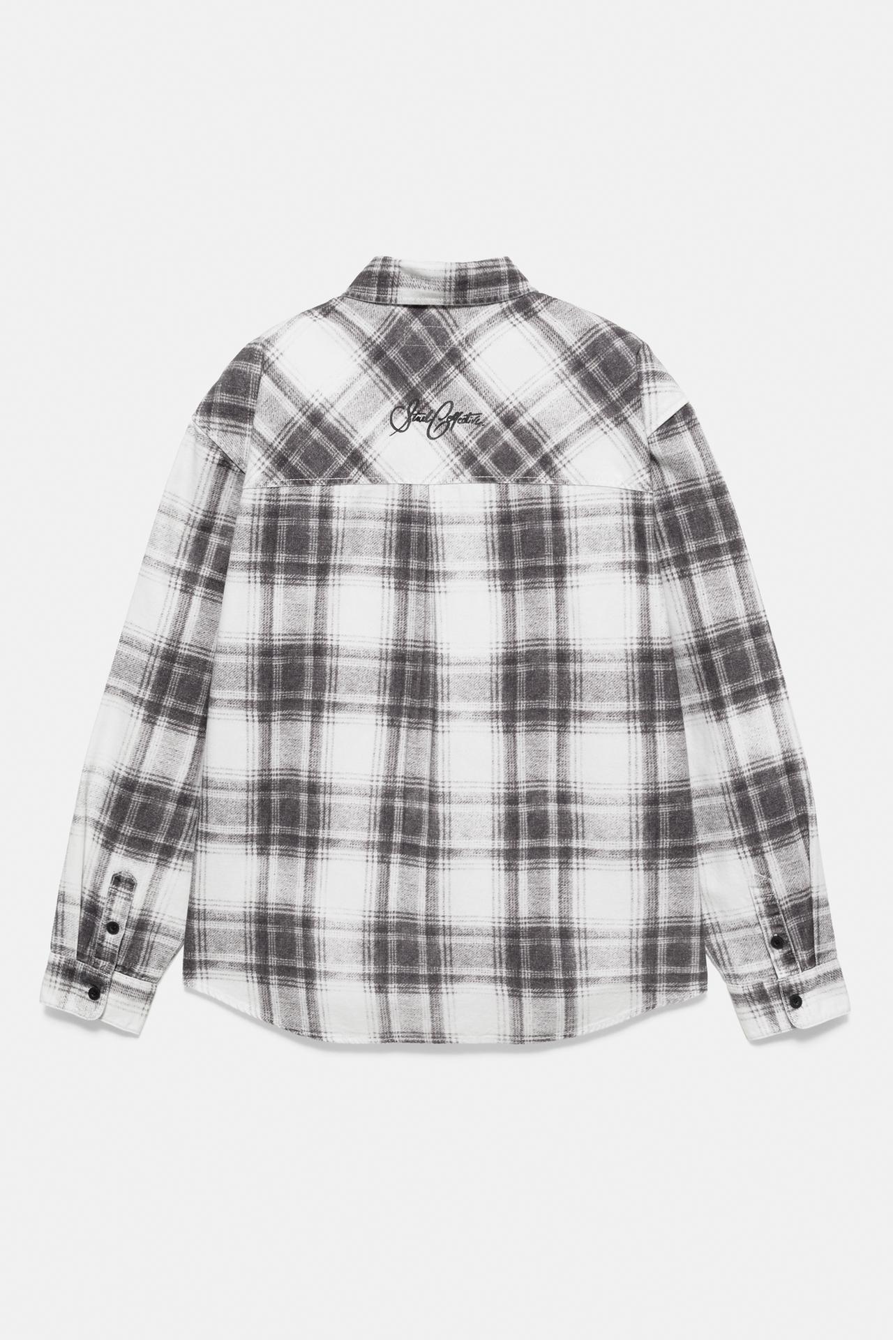 Long sleeve embroidered check shirt — Off white