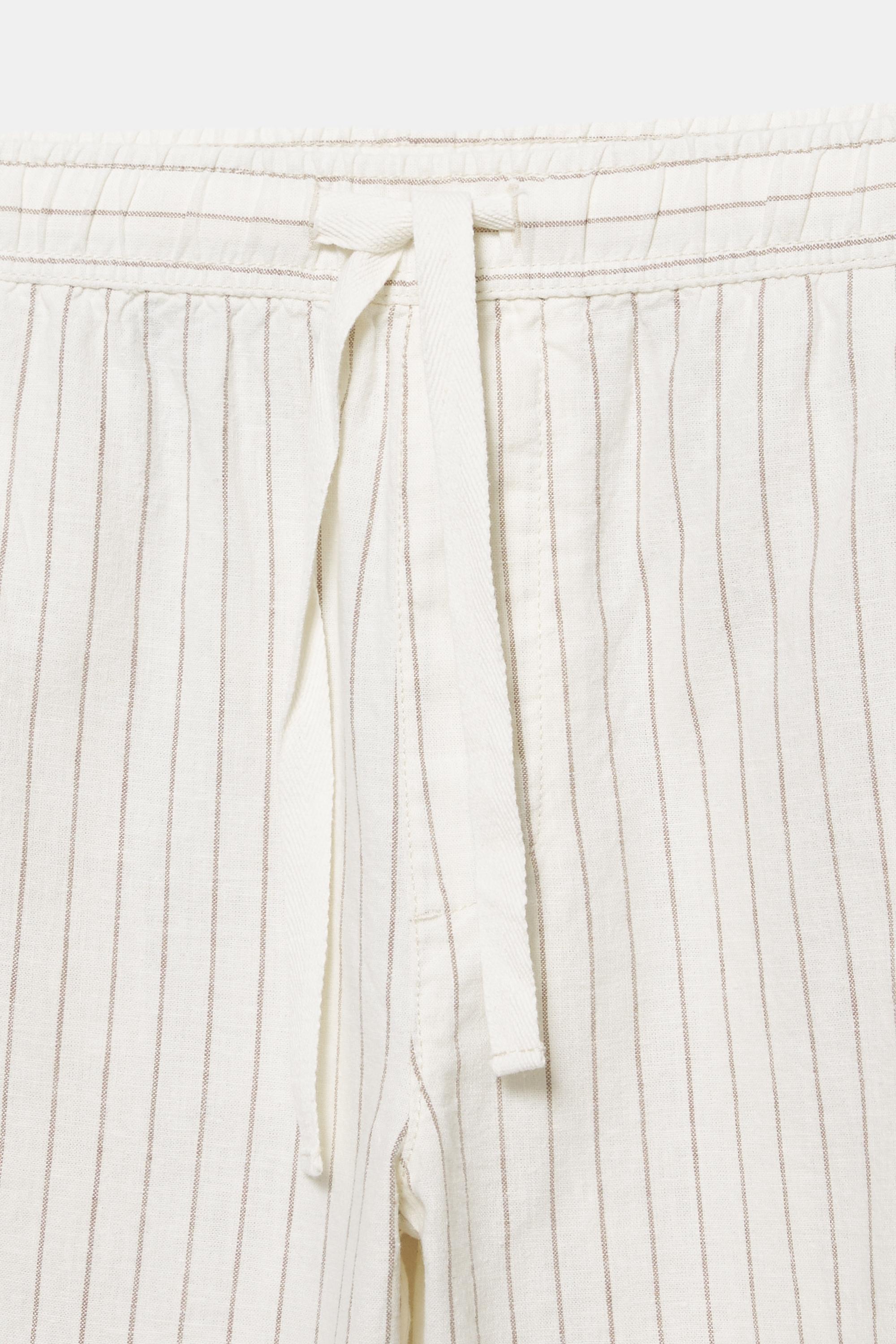 Linen blend jogger trousers — Striped