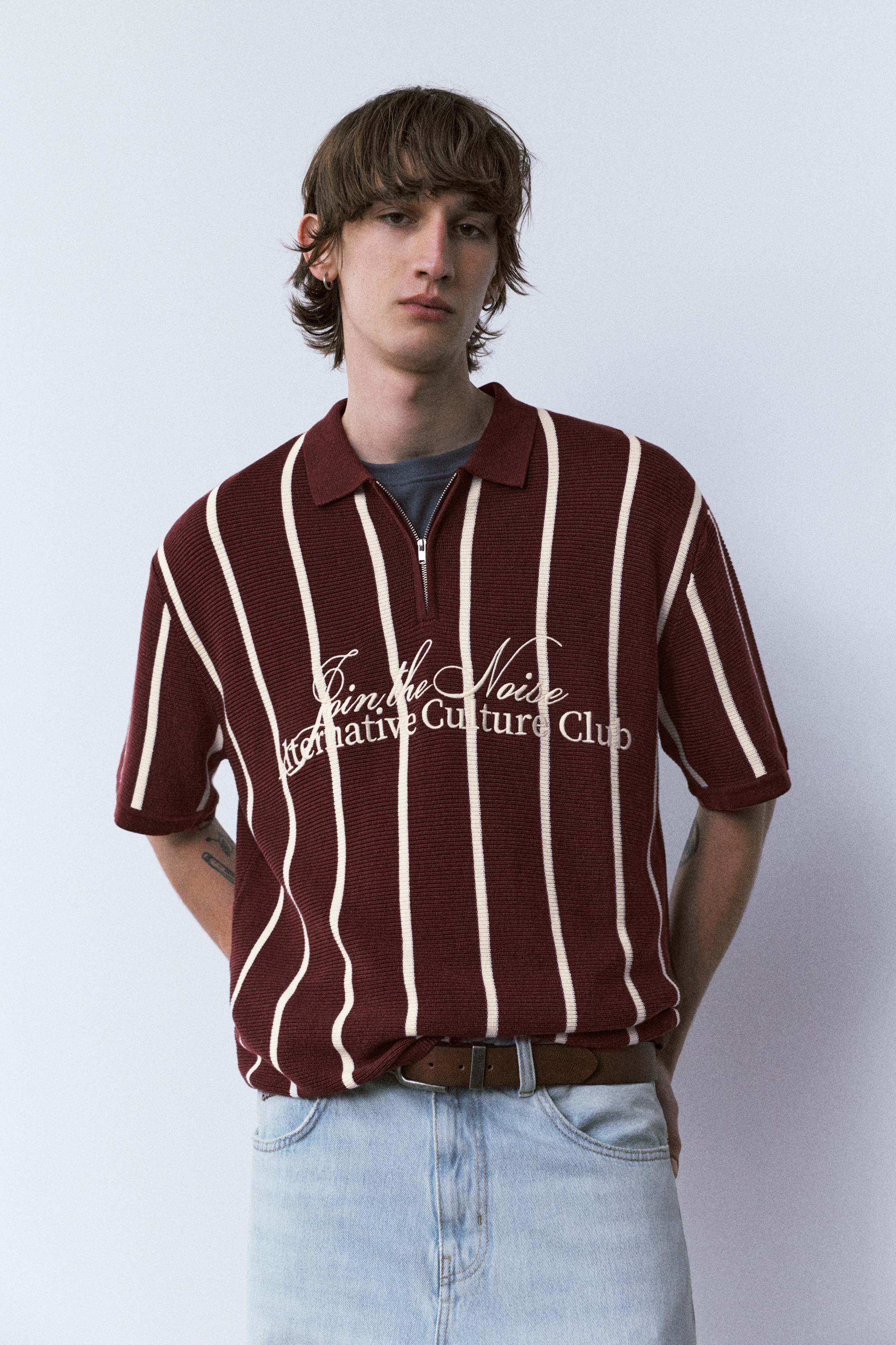 Fermuarlı çizgili triko polo - Görsel 12