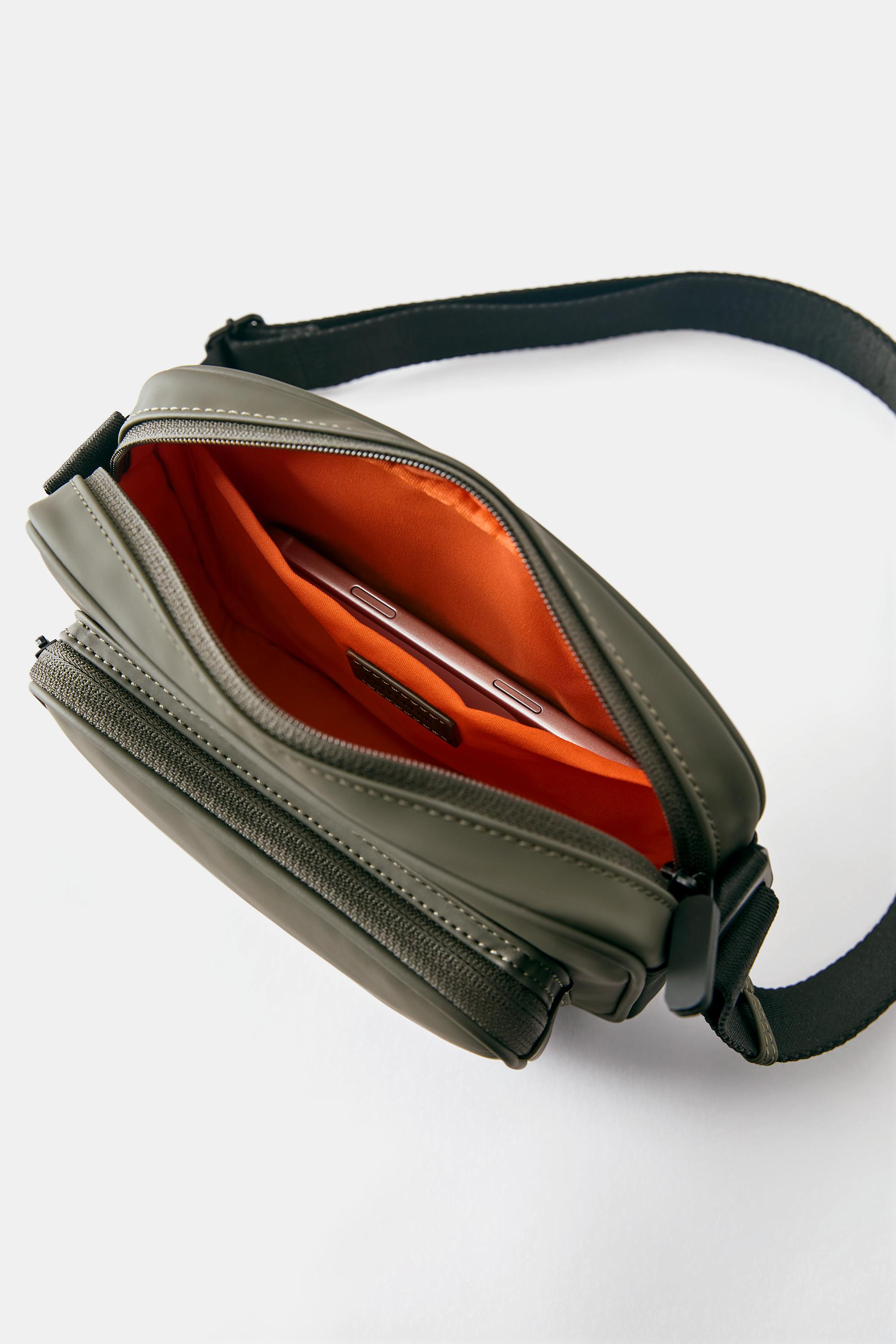 Rubberised crossbody bag — Green