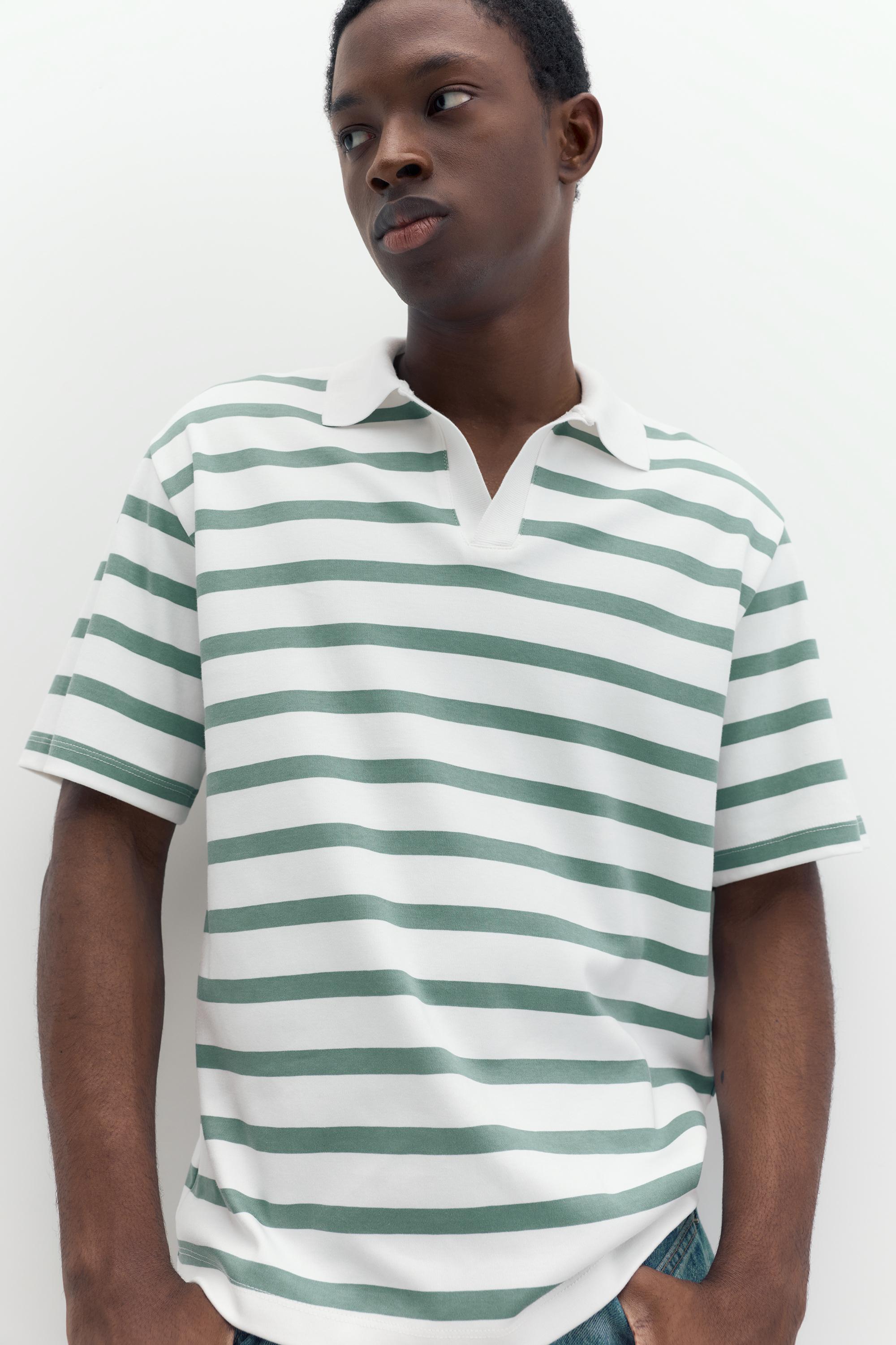 Short sleeve interlock polo shirt — Striped