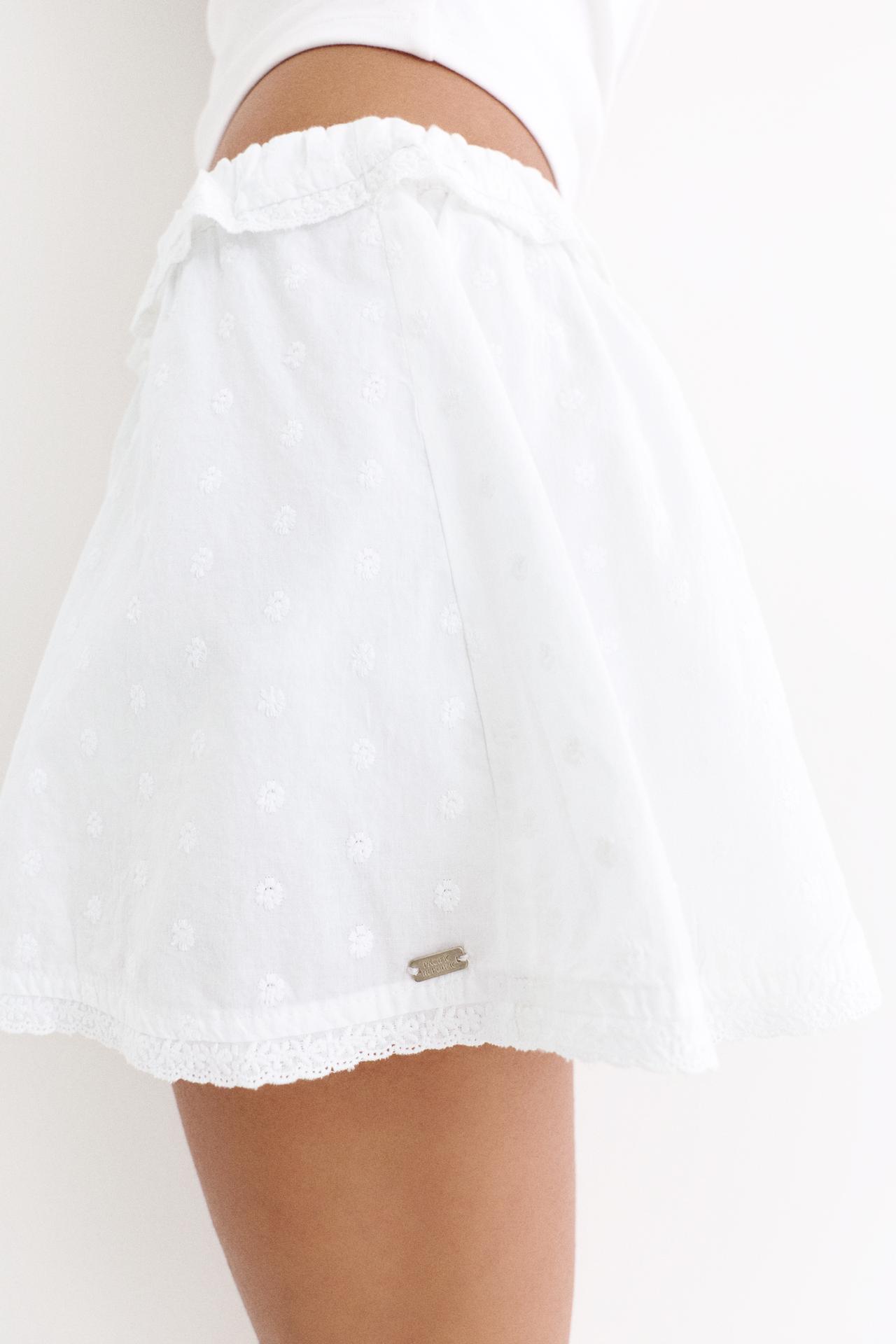 White Swiss embroidery mini skirt — Ice