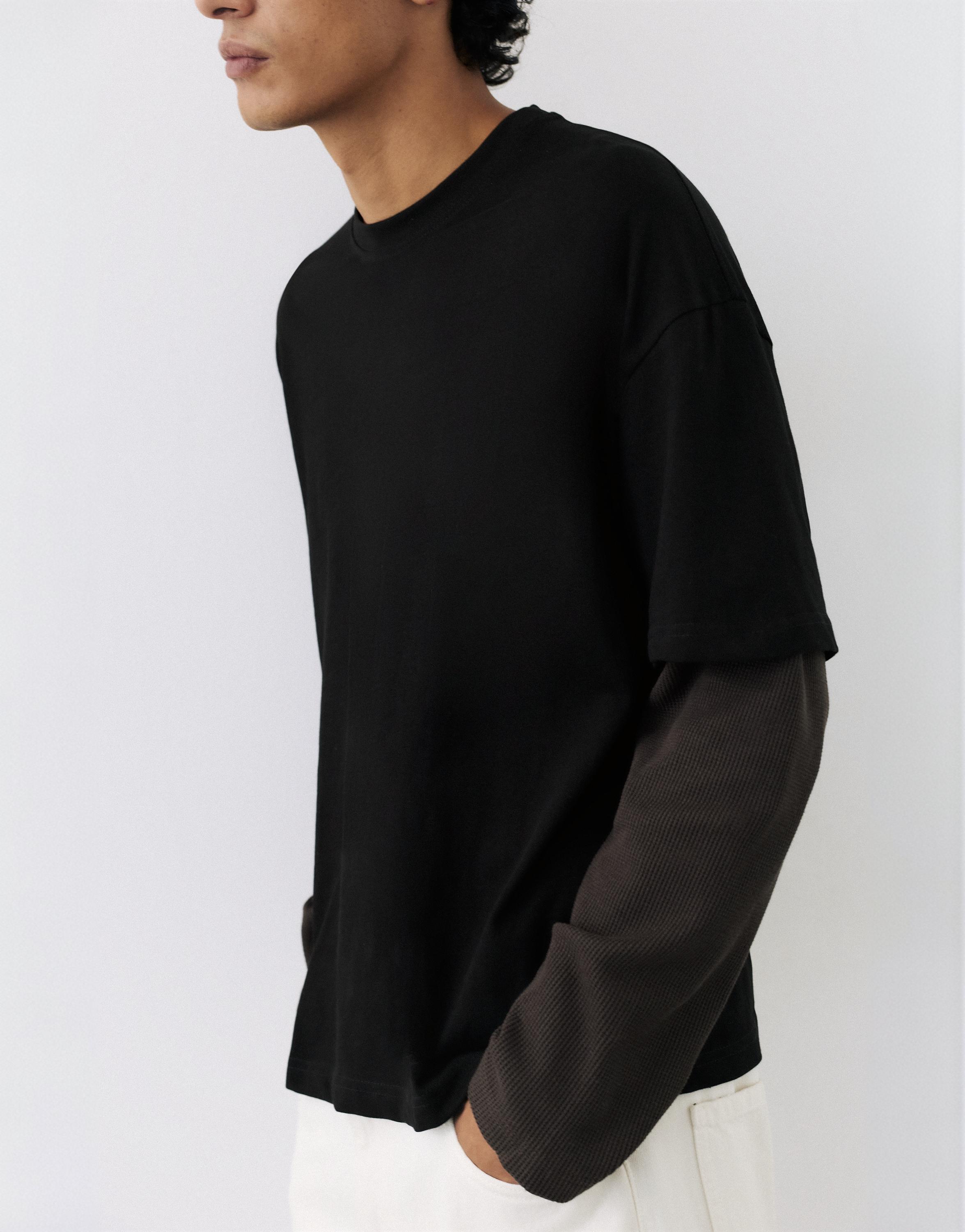 Double-layer long sleeve T-shirt — Black