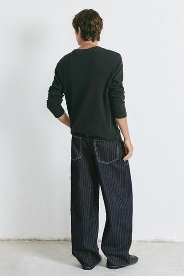 Striped relaxed-fit cargo jeans — Navy 2