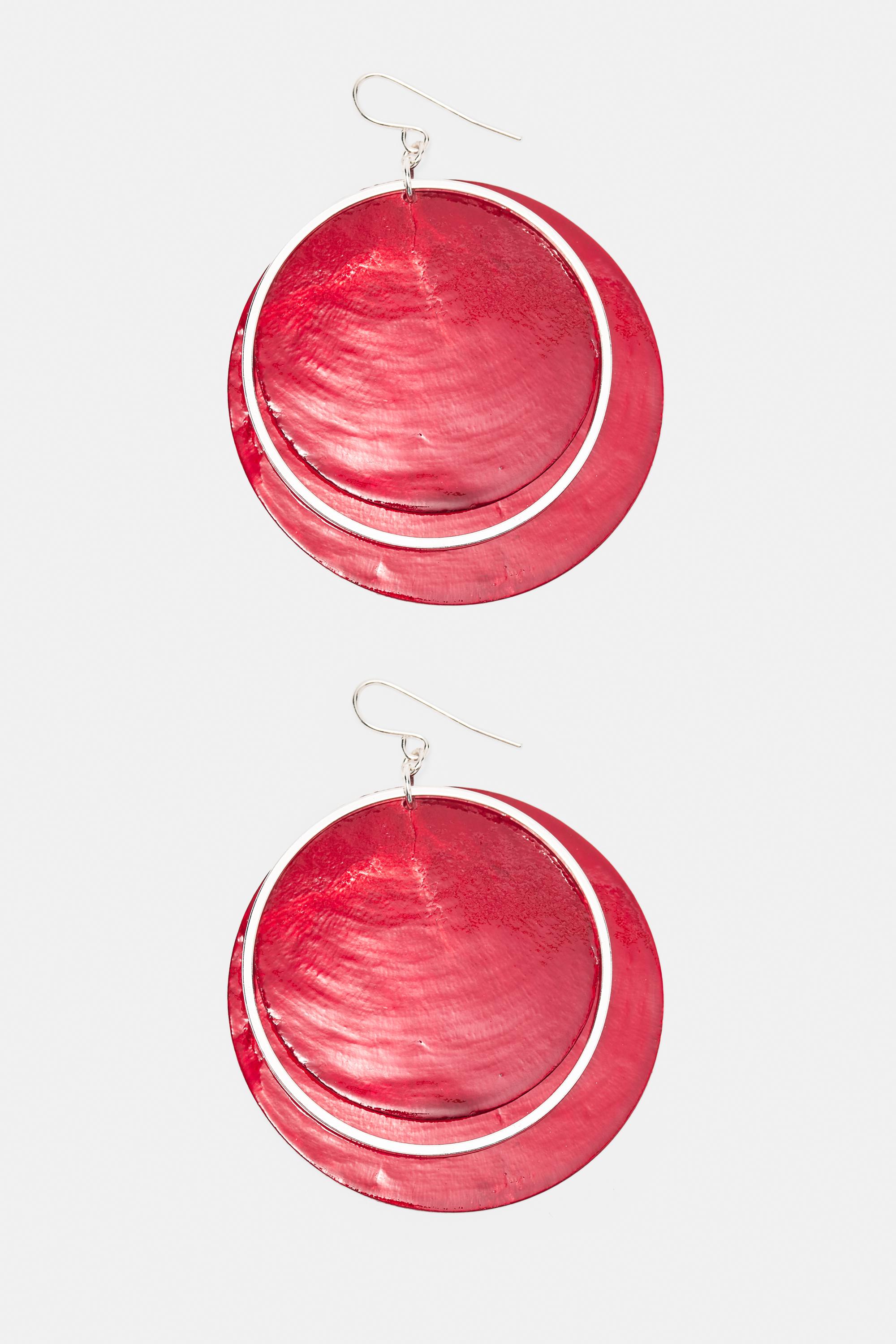 Mother-of-pearl-effect double earrings — Red
