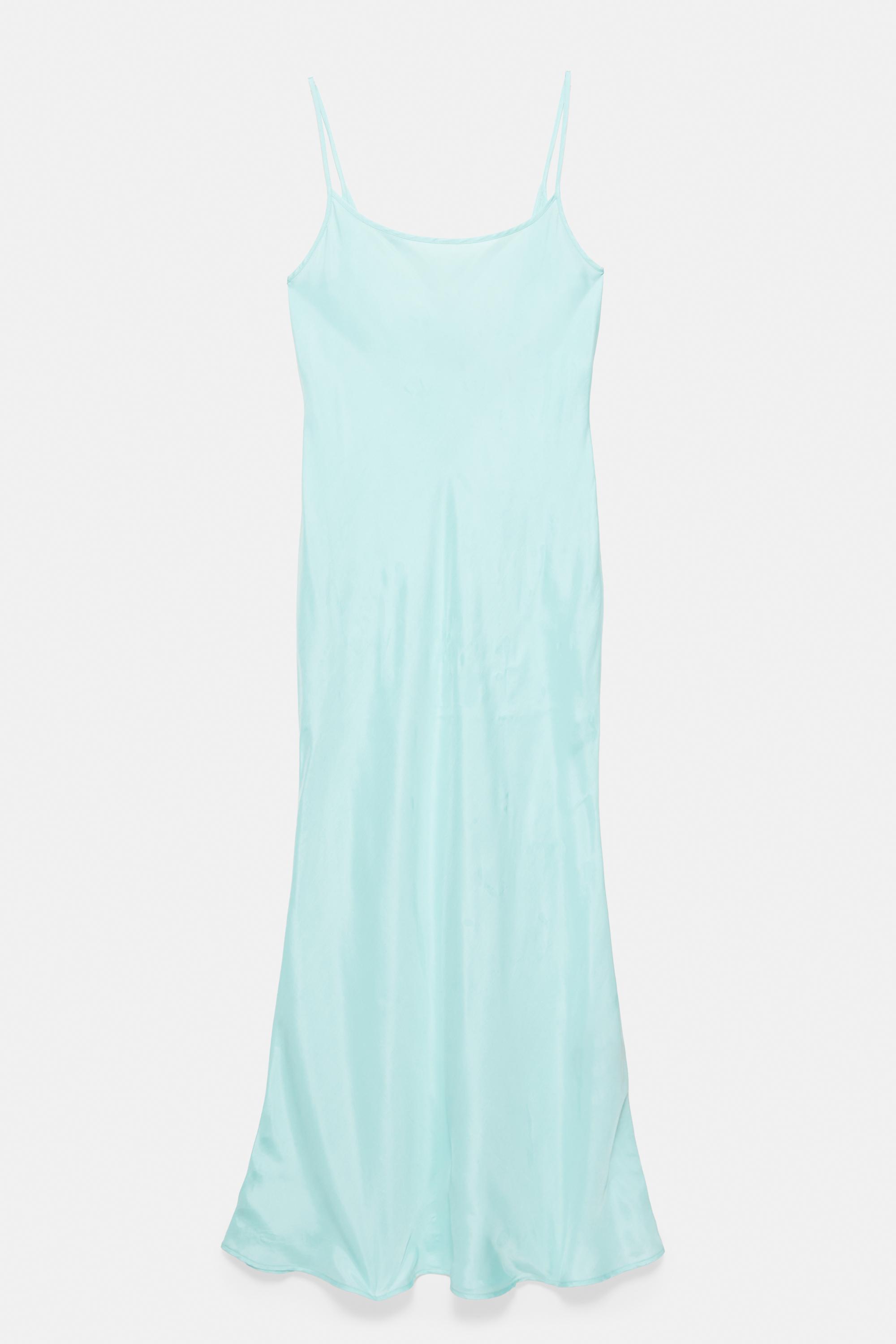 Satin midi dress — Pale turquoise