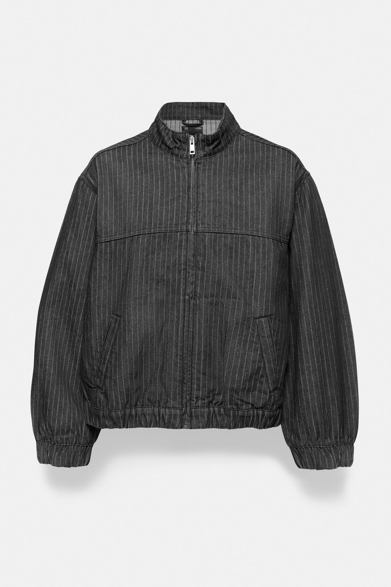 Striped denim jacket — Black