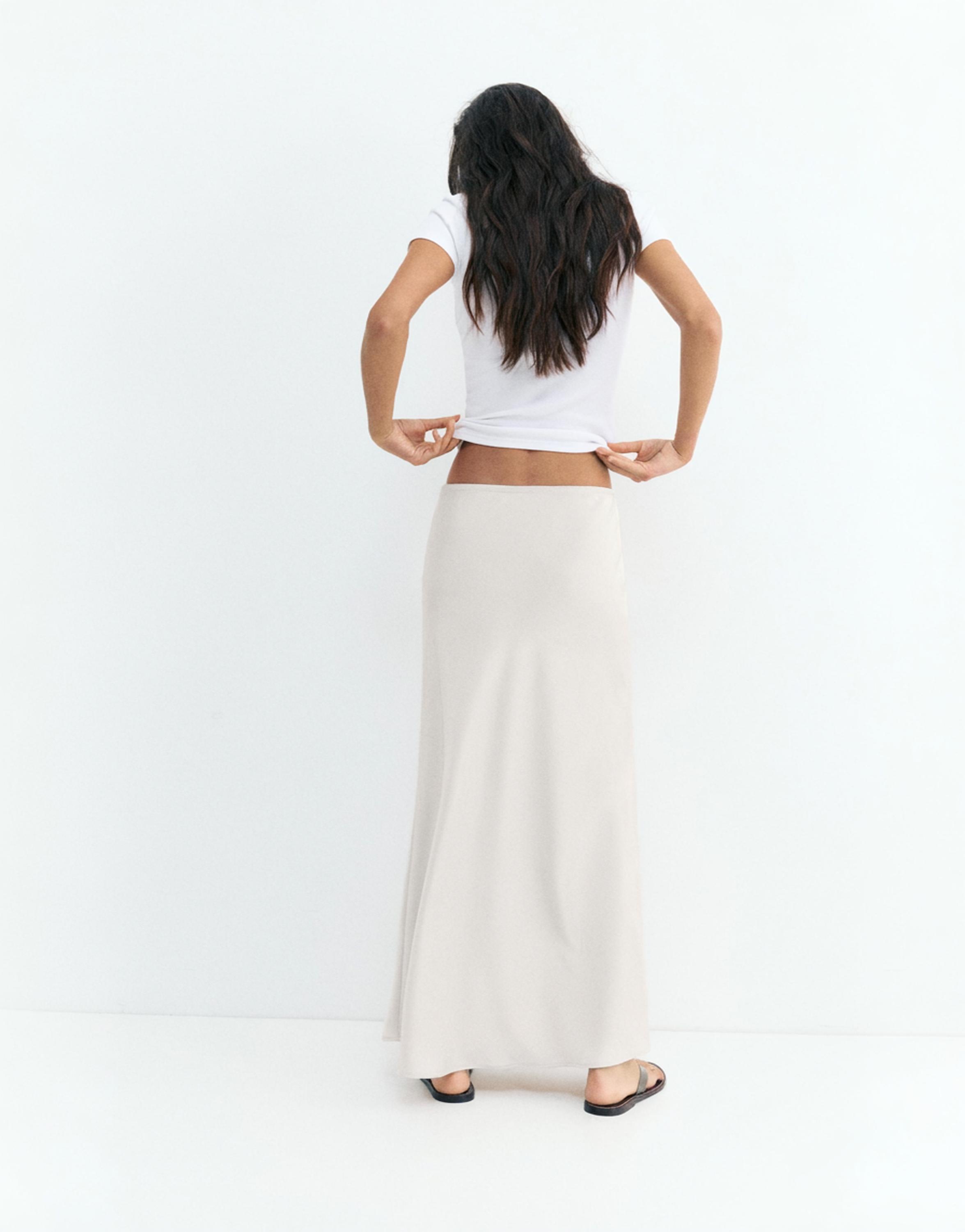 Satin midi skirt — Ecru