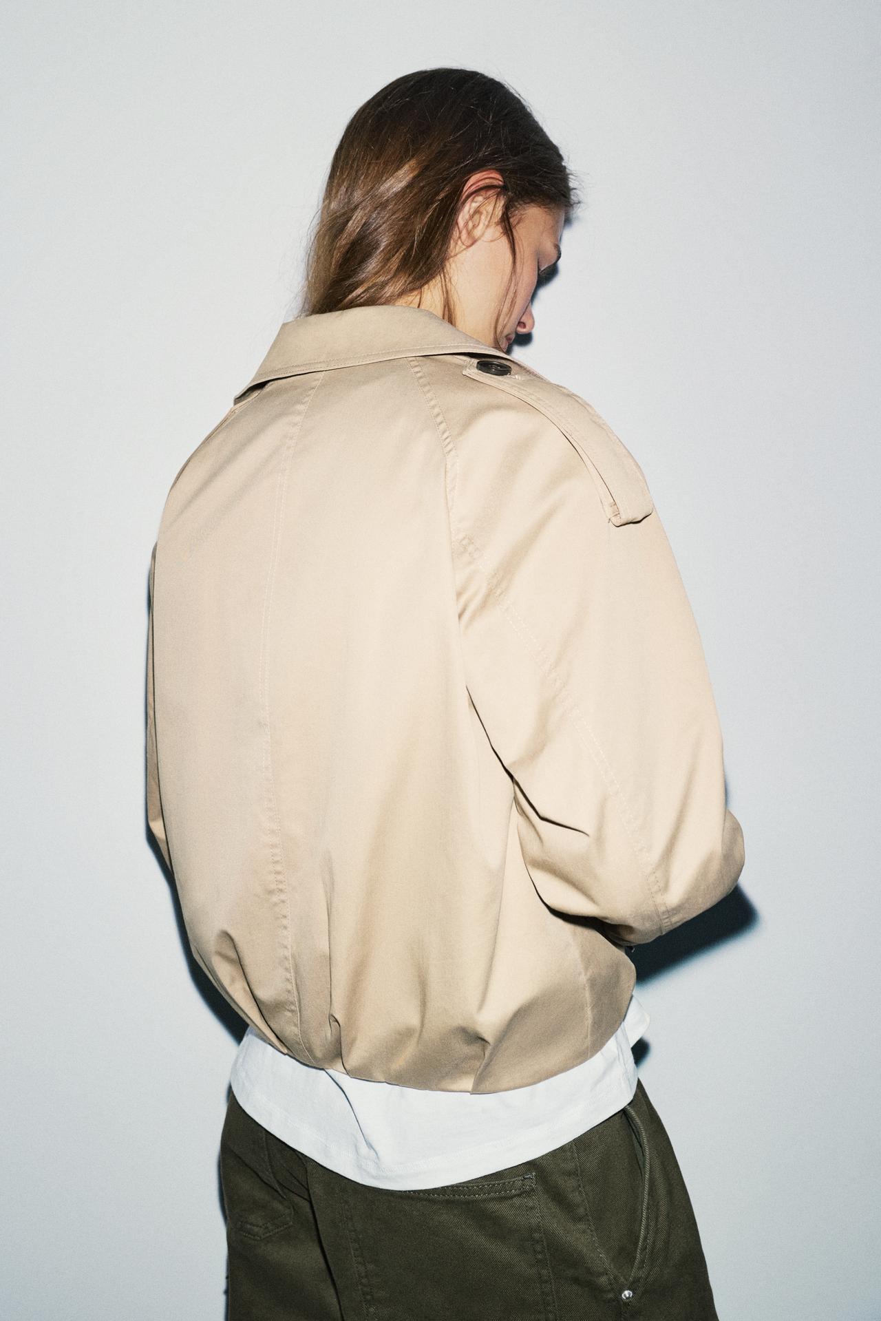 Balloon-fit short trench coat — Sand