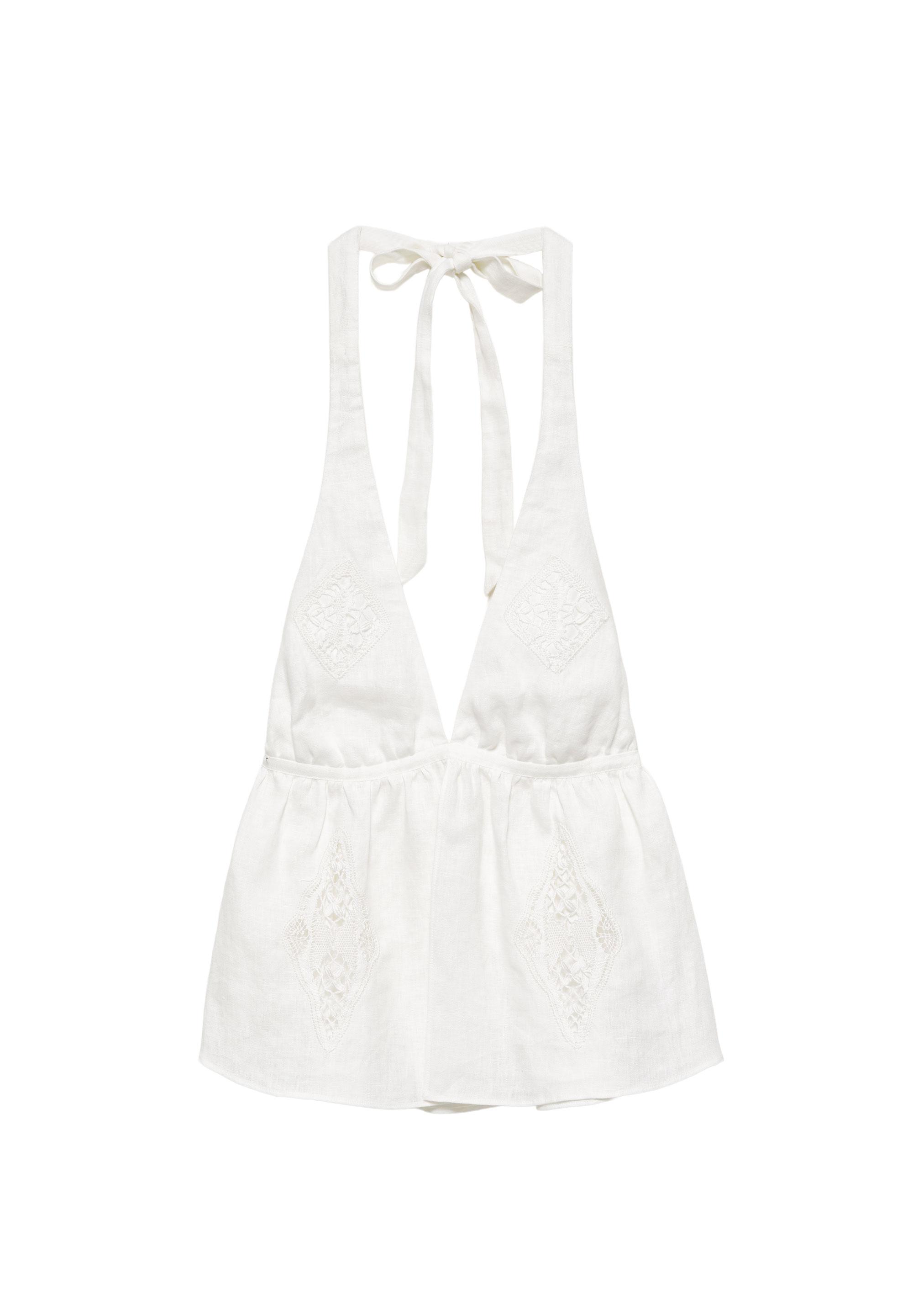 Encaixe de Camariñas x Pull&Bear 100% linen halter top — Off white