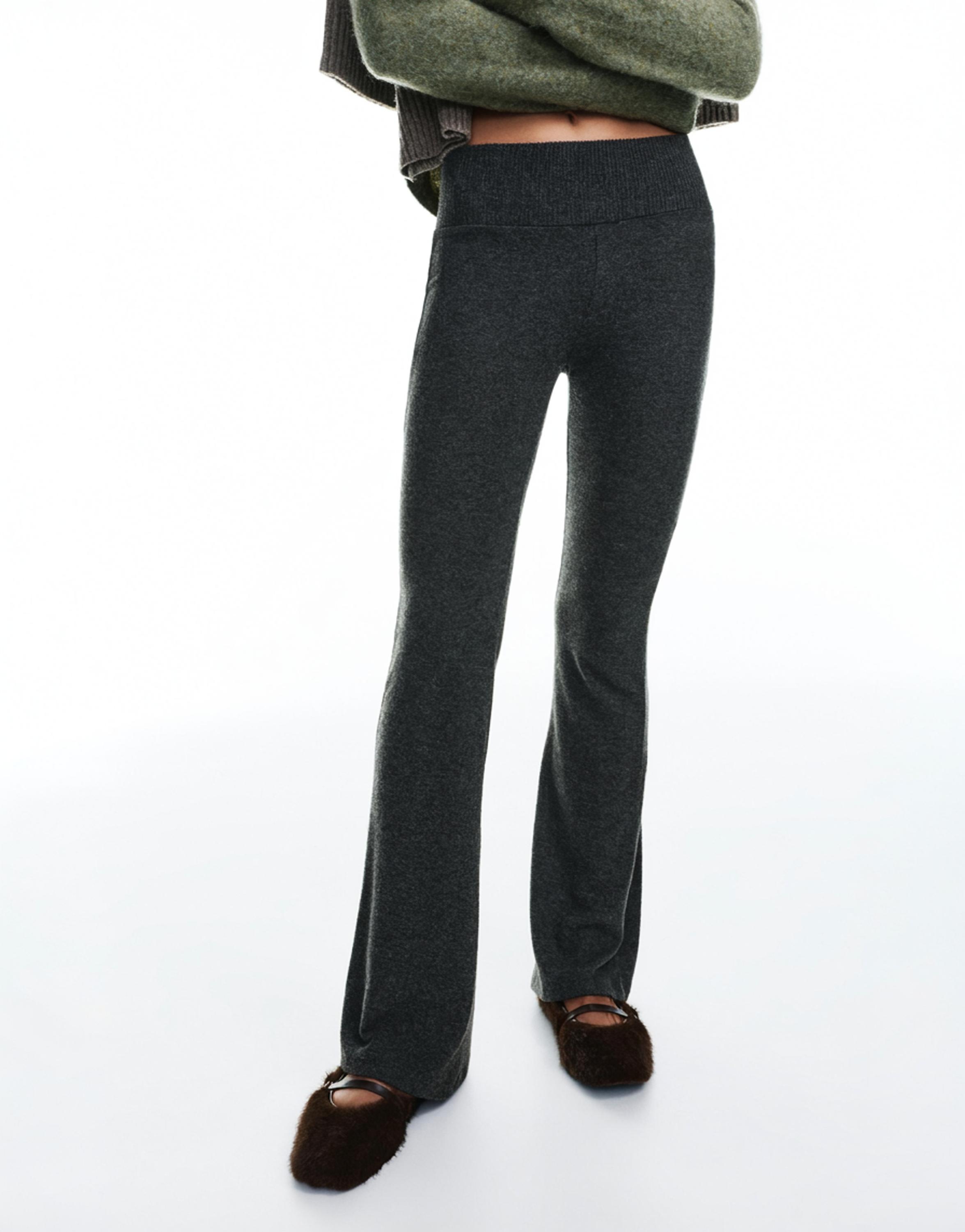 Soft touch flared trousers — Dark grey