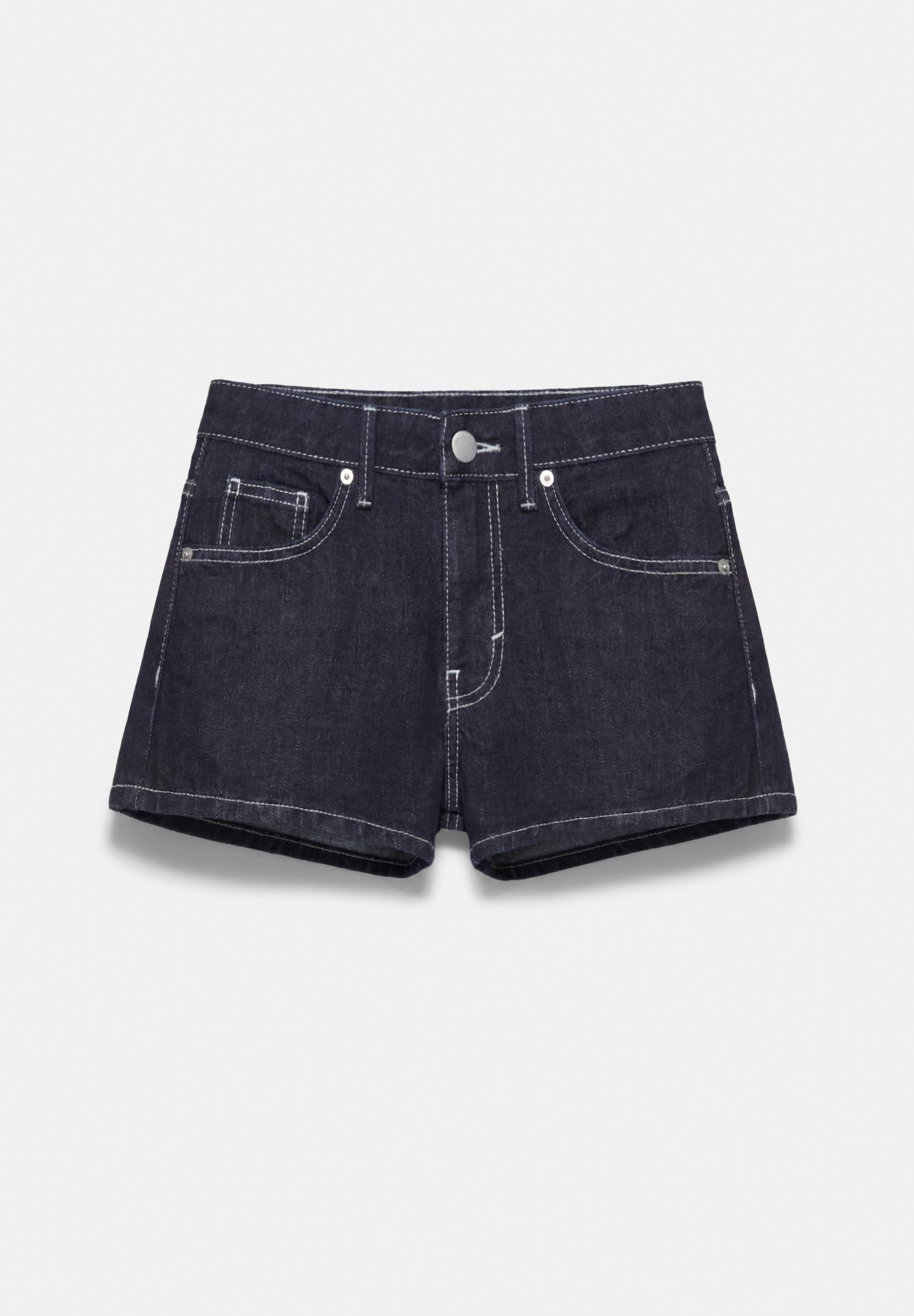 Low-rise denim mini shorts — Navy