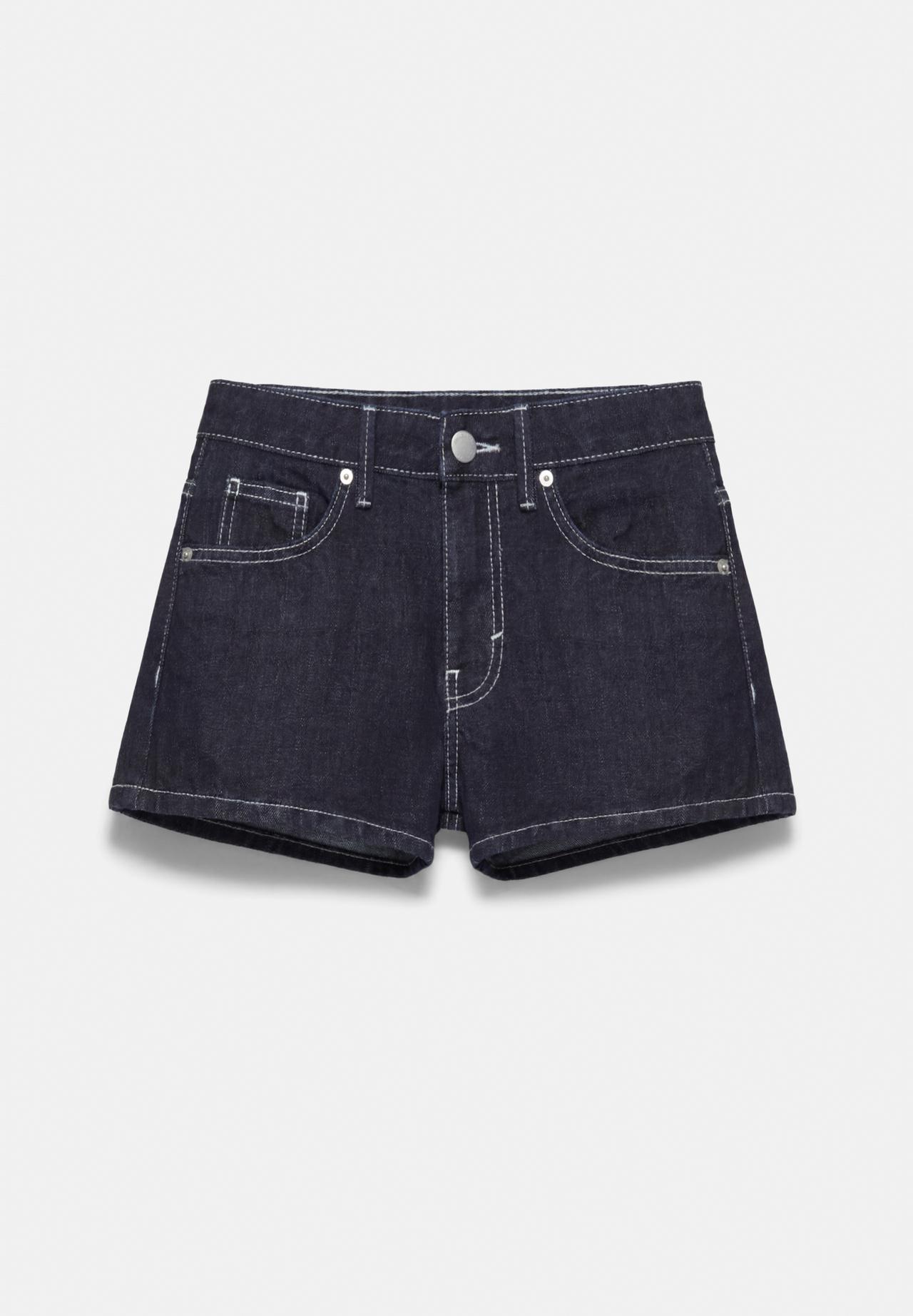 Low-rise denim mini shorts — Navy