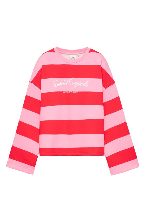 Oversize çizgili sweatshirt