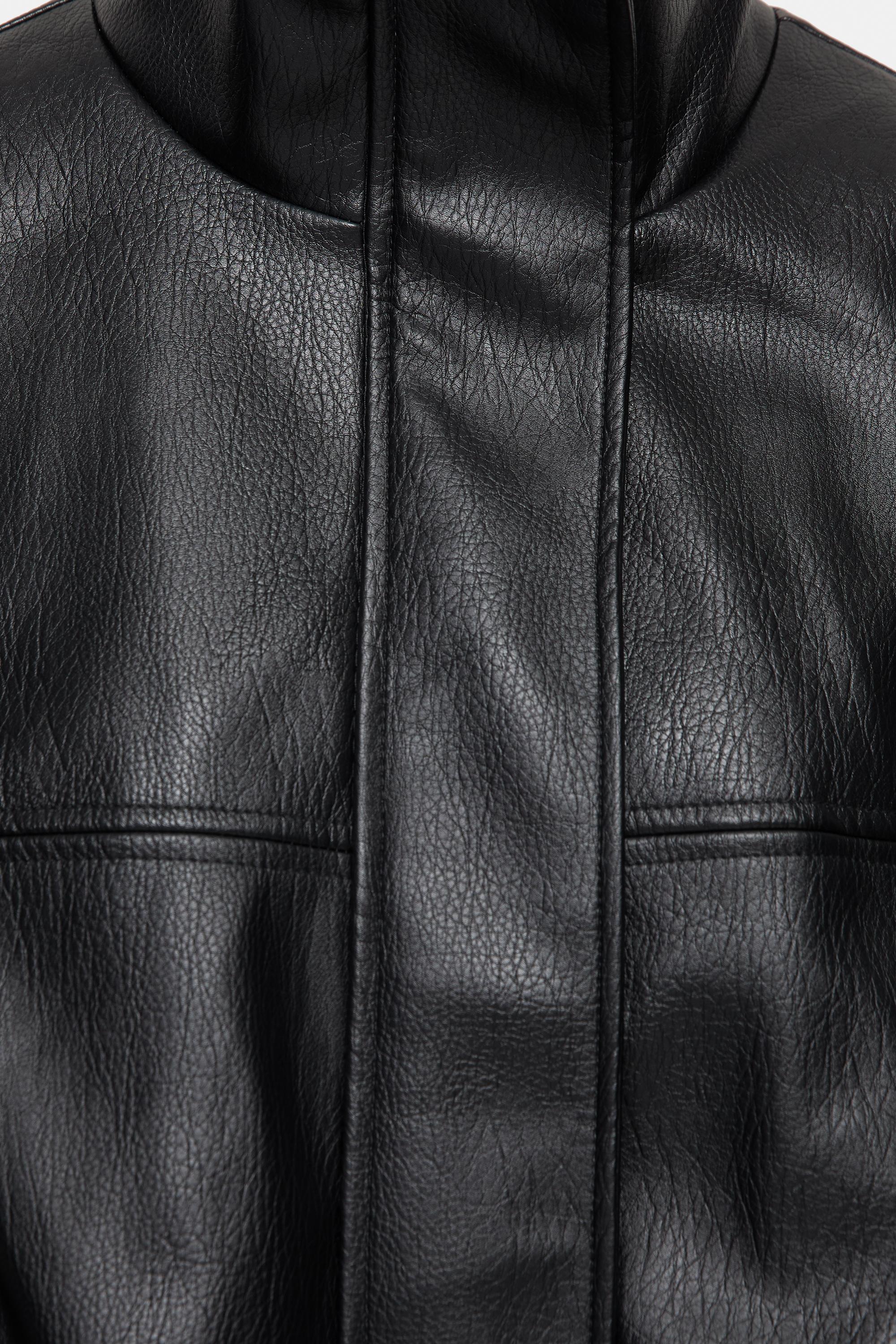Leather effect balloon jacket — Black