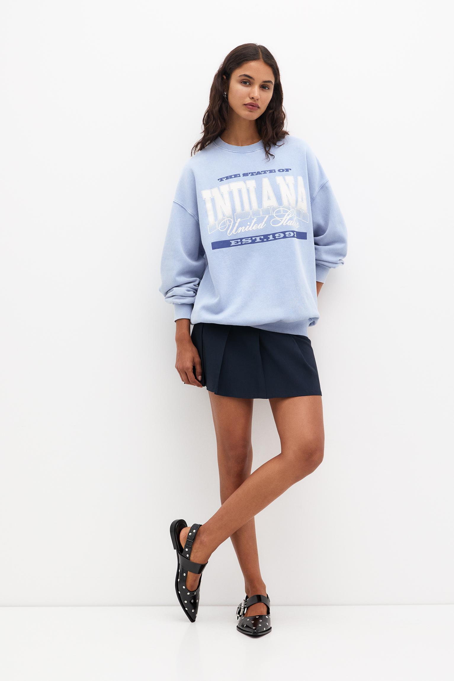 Indiana baskılı oversize sweatshirt_2