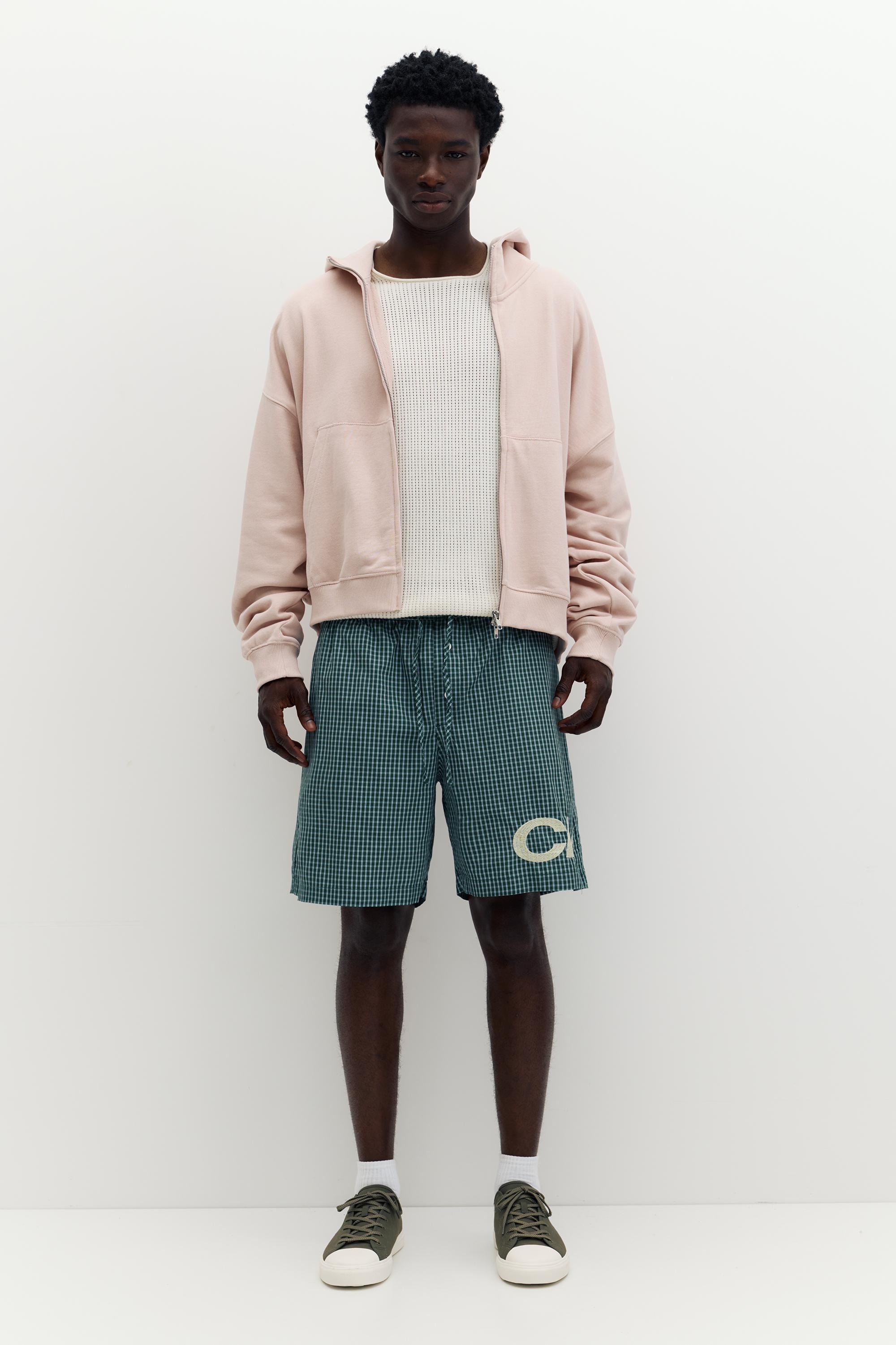Checked graphic Bermuda shorts — Moss