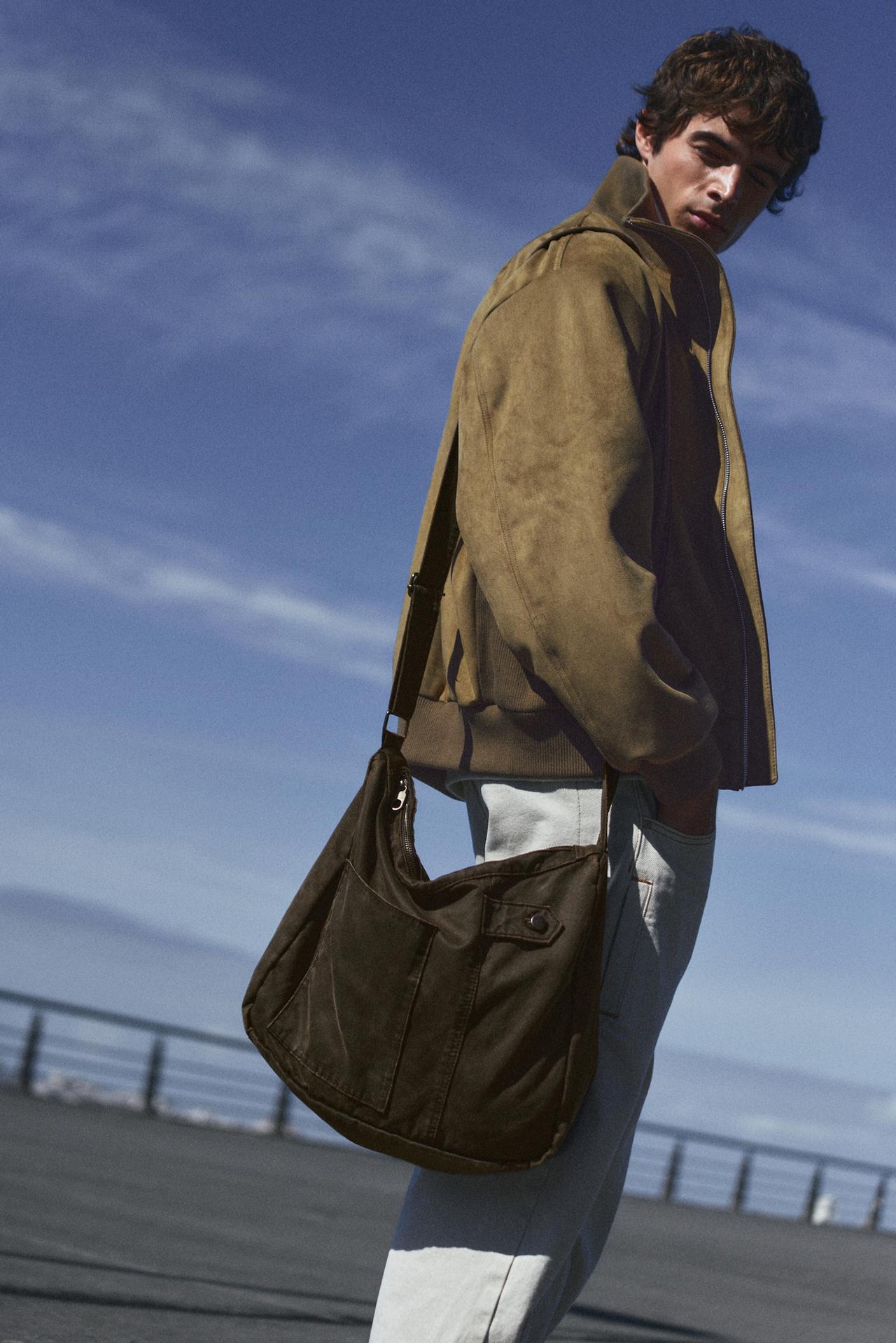 Waxed suede-effect crossbody bag — 1-707