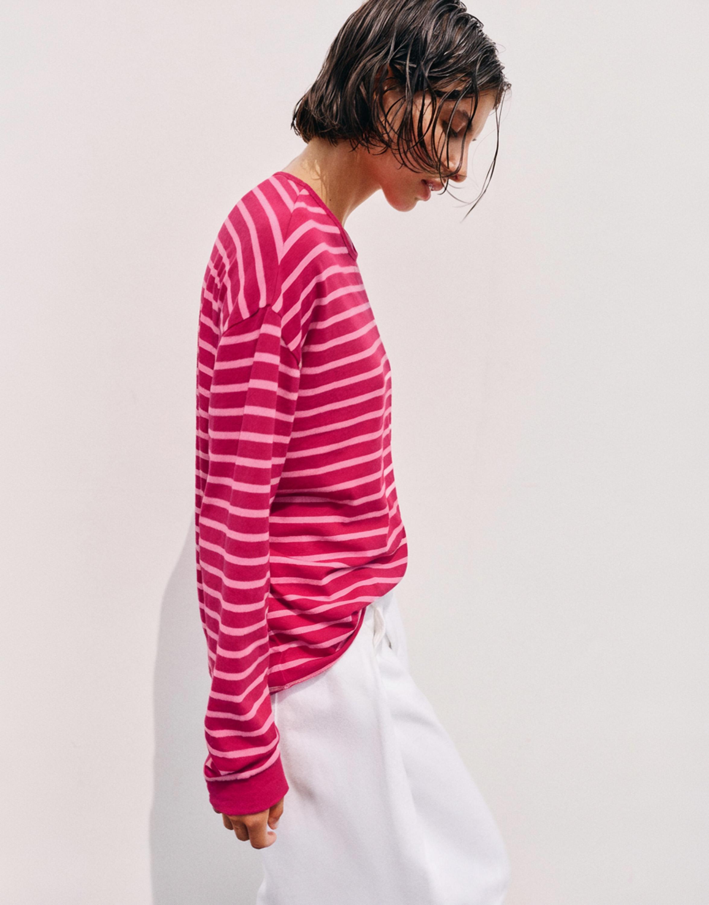 Oversize long sleeve striped T-shirt — Striped