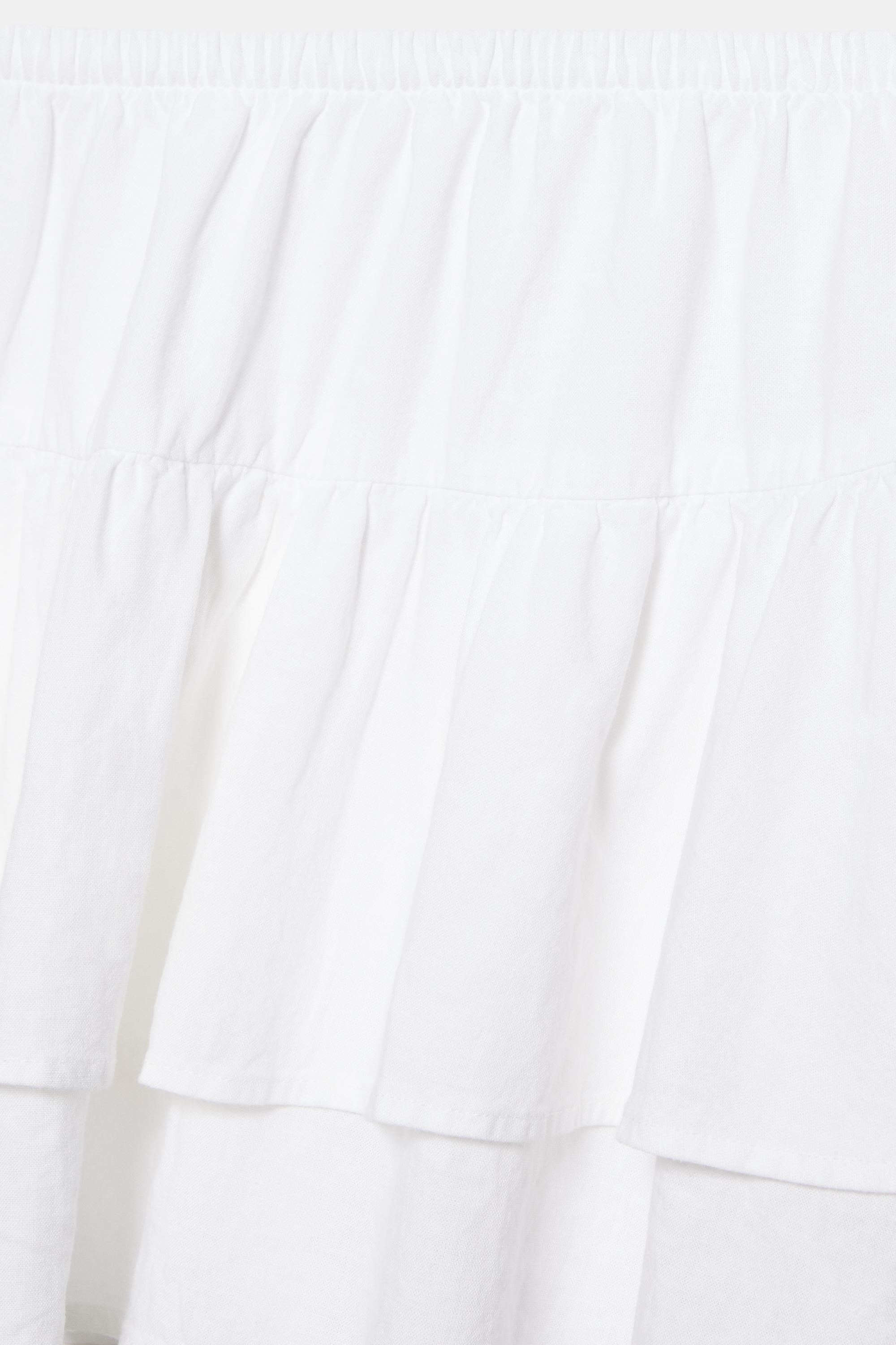 Ruffled mini skirt with linen — White