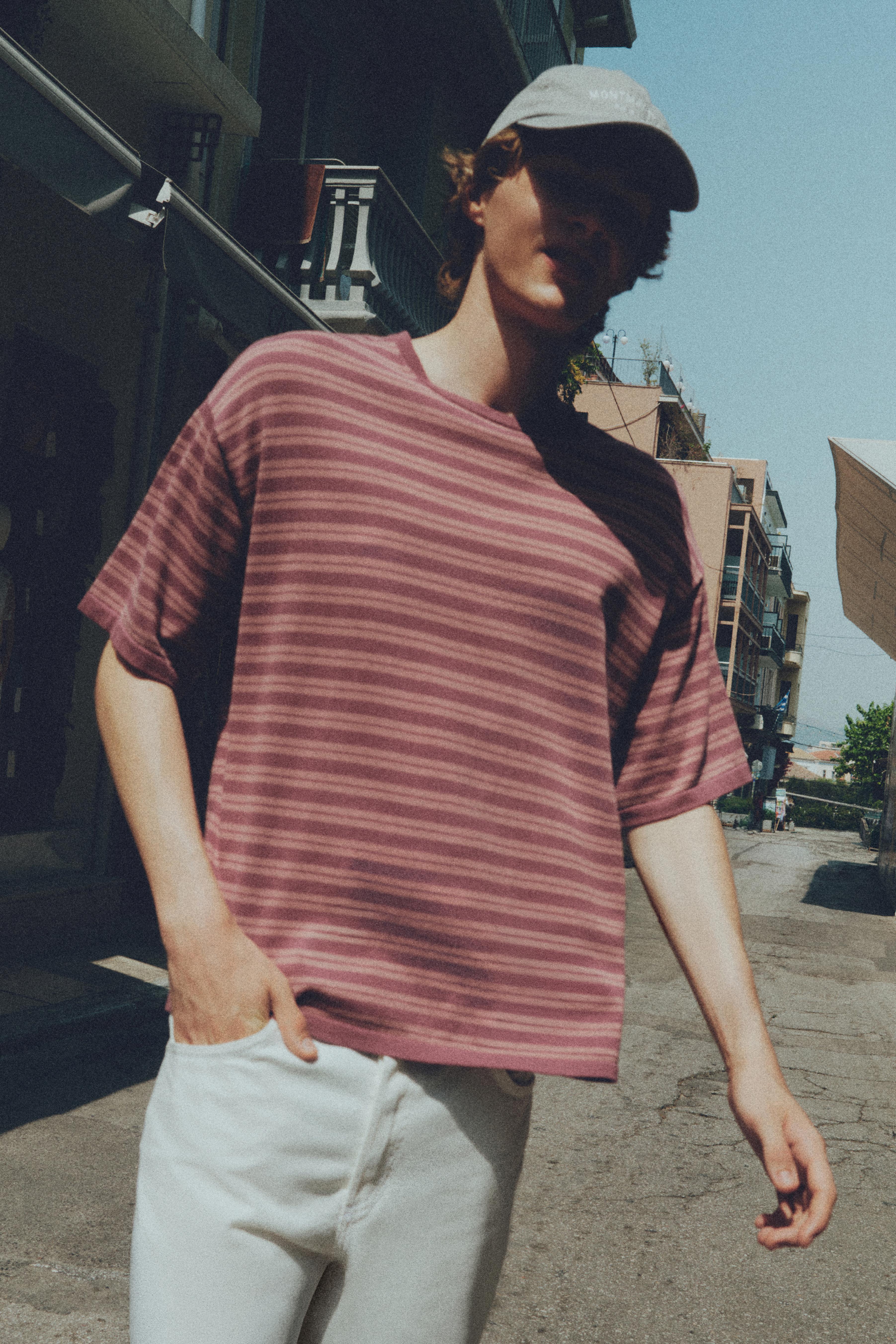 Striped knit T-shirt — Purple