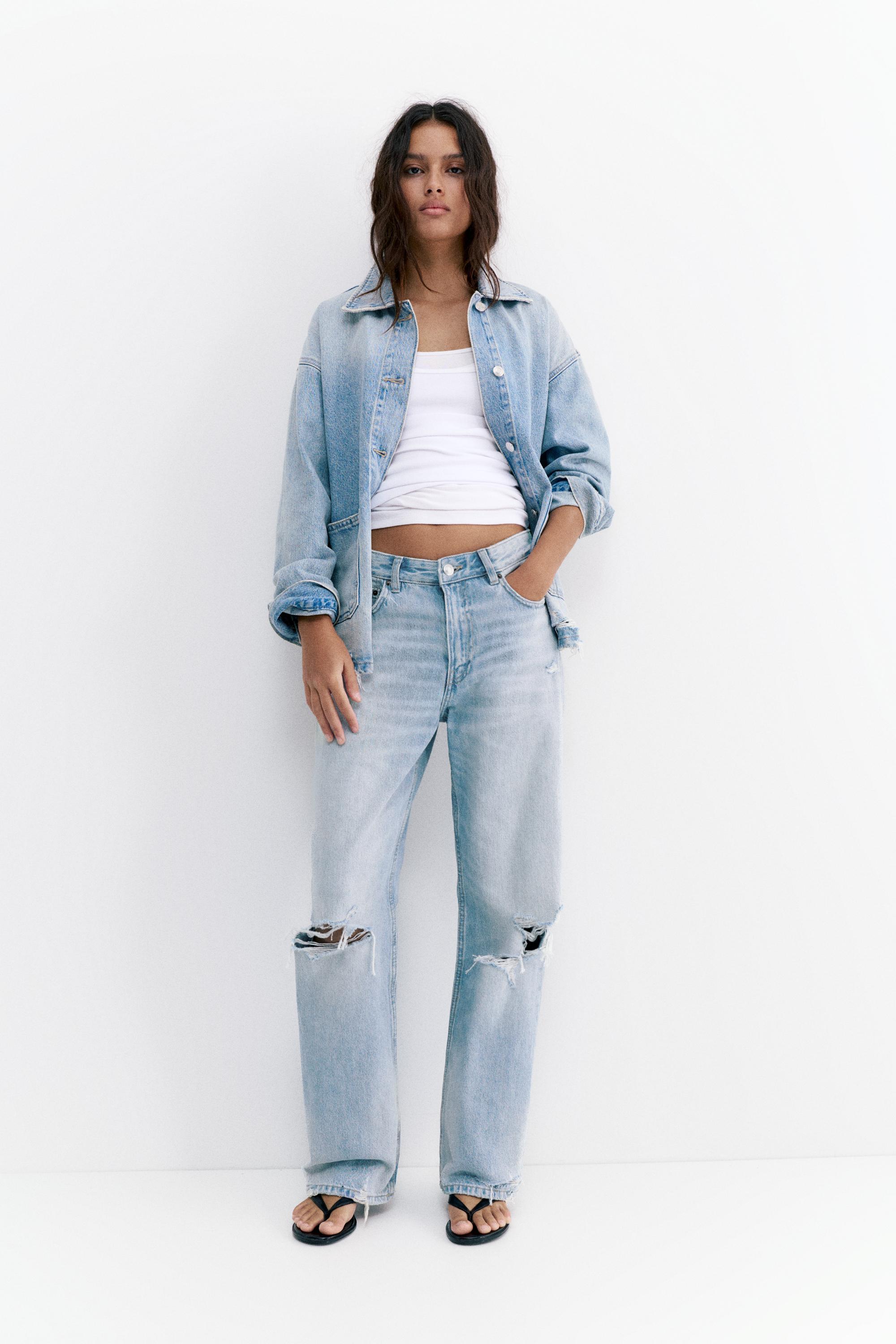 Ripped boyfriend jeans — Pale blue