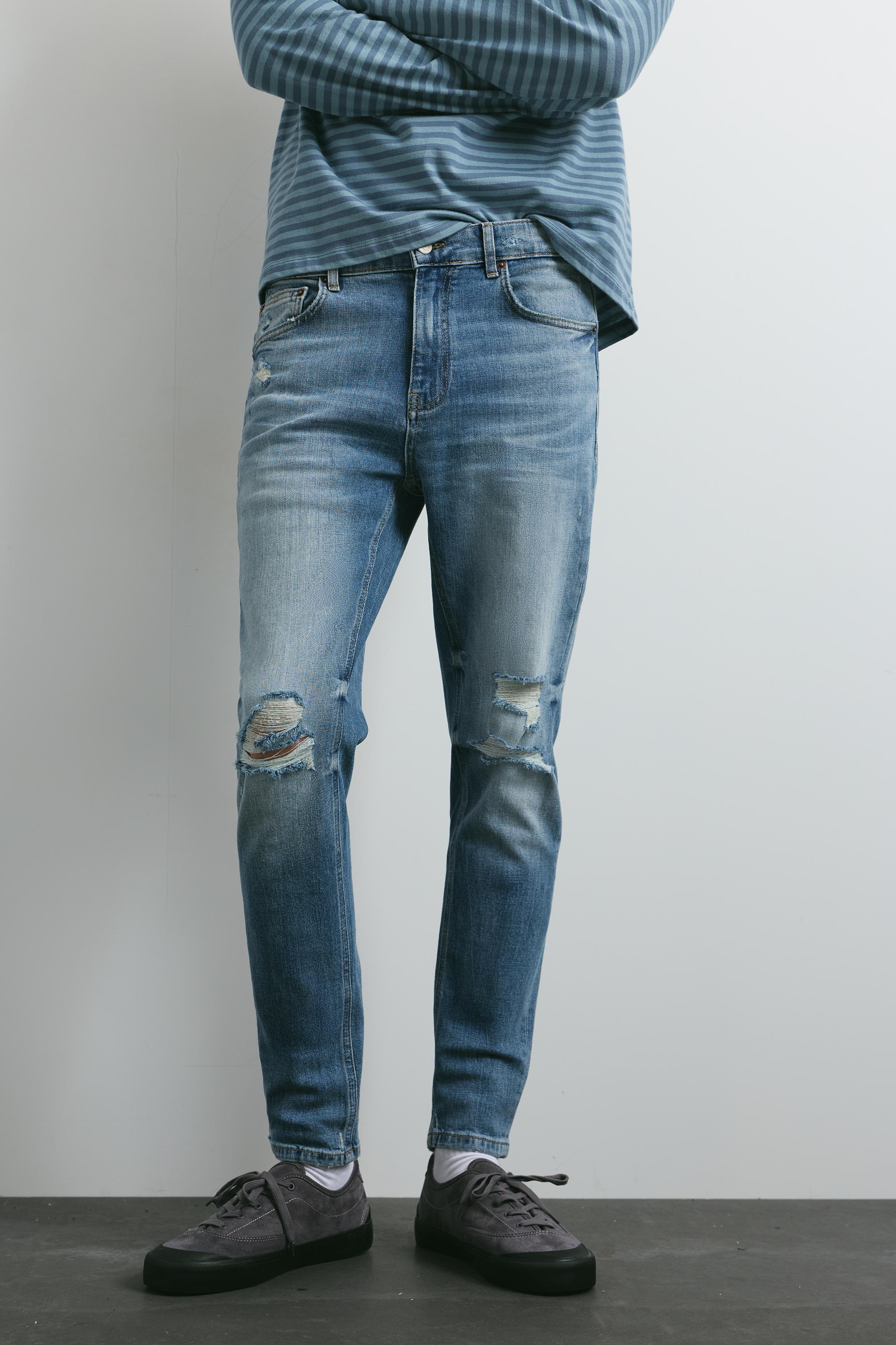 Ripped skinny jeans — Medium blue
