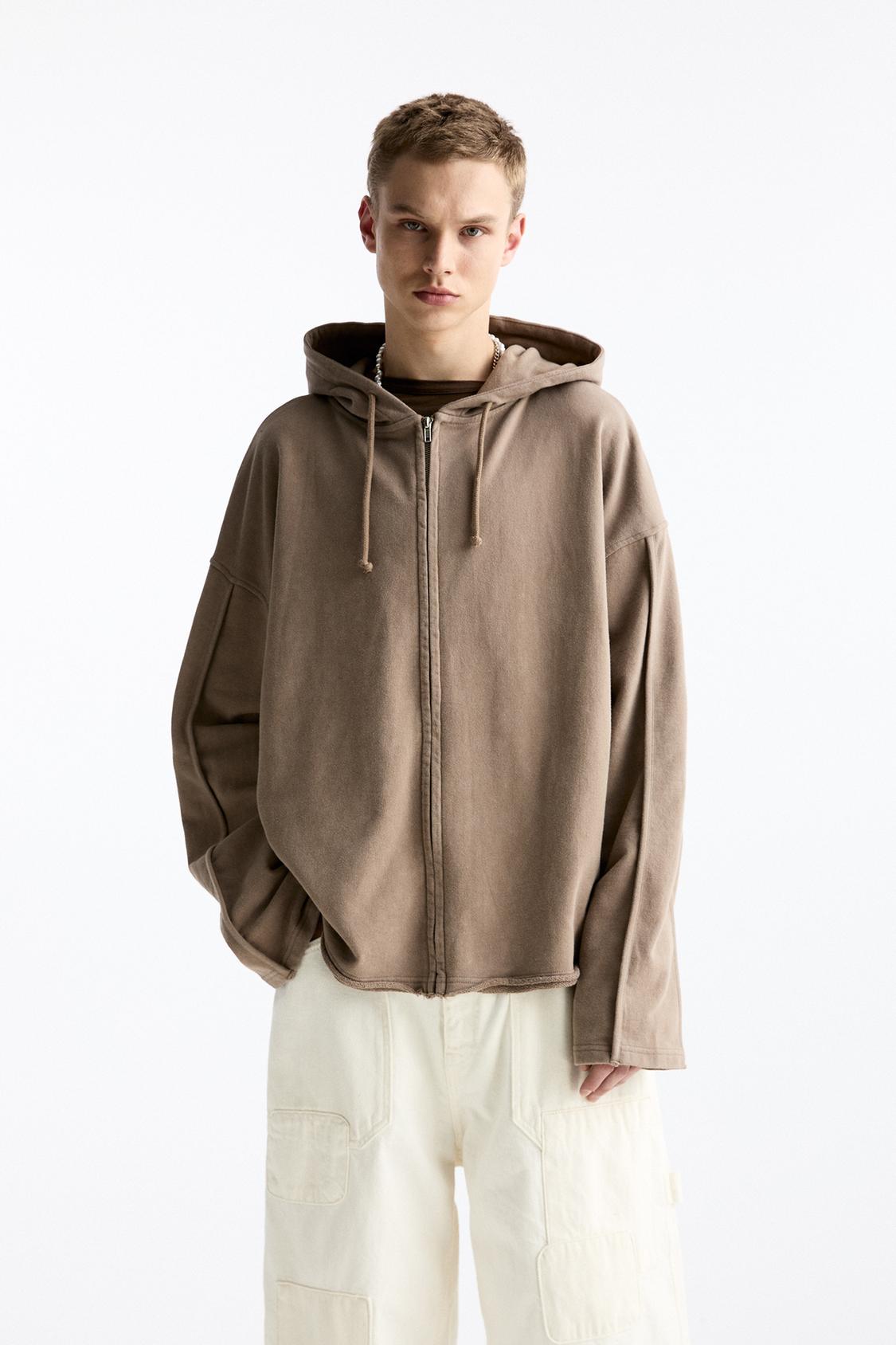 Washed zip-up hoodie PULL&BEAR - Main Image