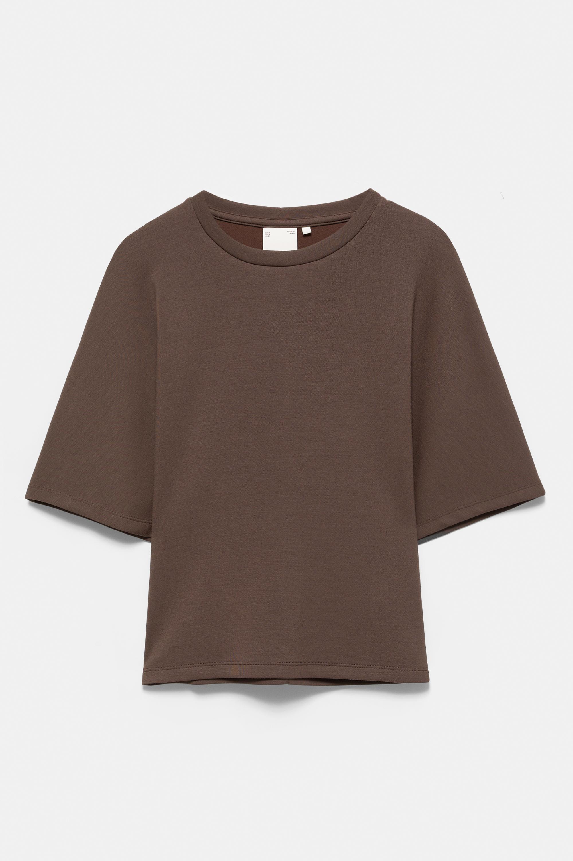 Modal batwing sleeve T-shirt — Brown