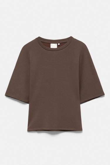 Soft-touch boxy T-shirt — Brown 3