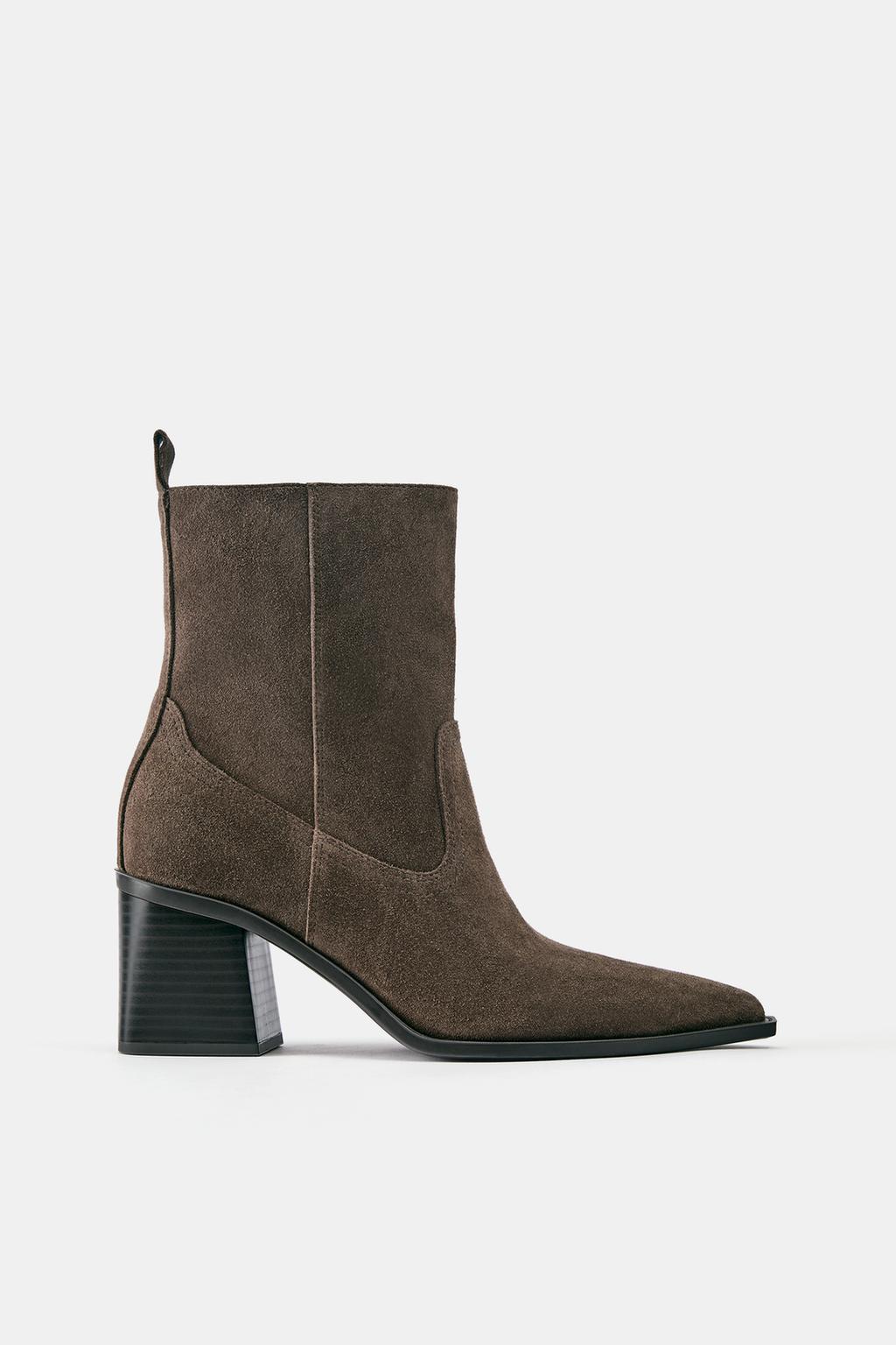 Leather heeled ankle boots