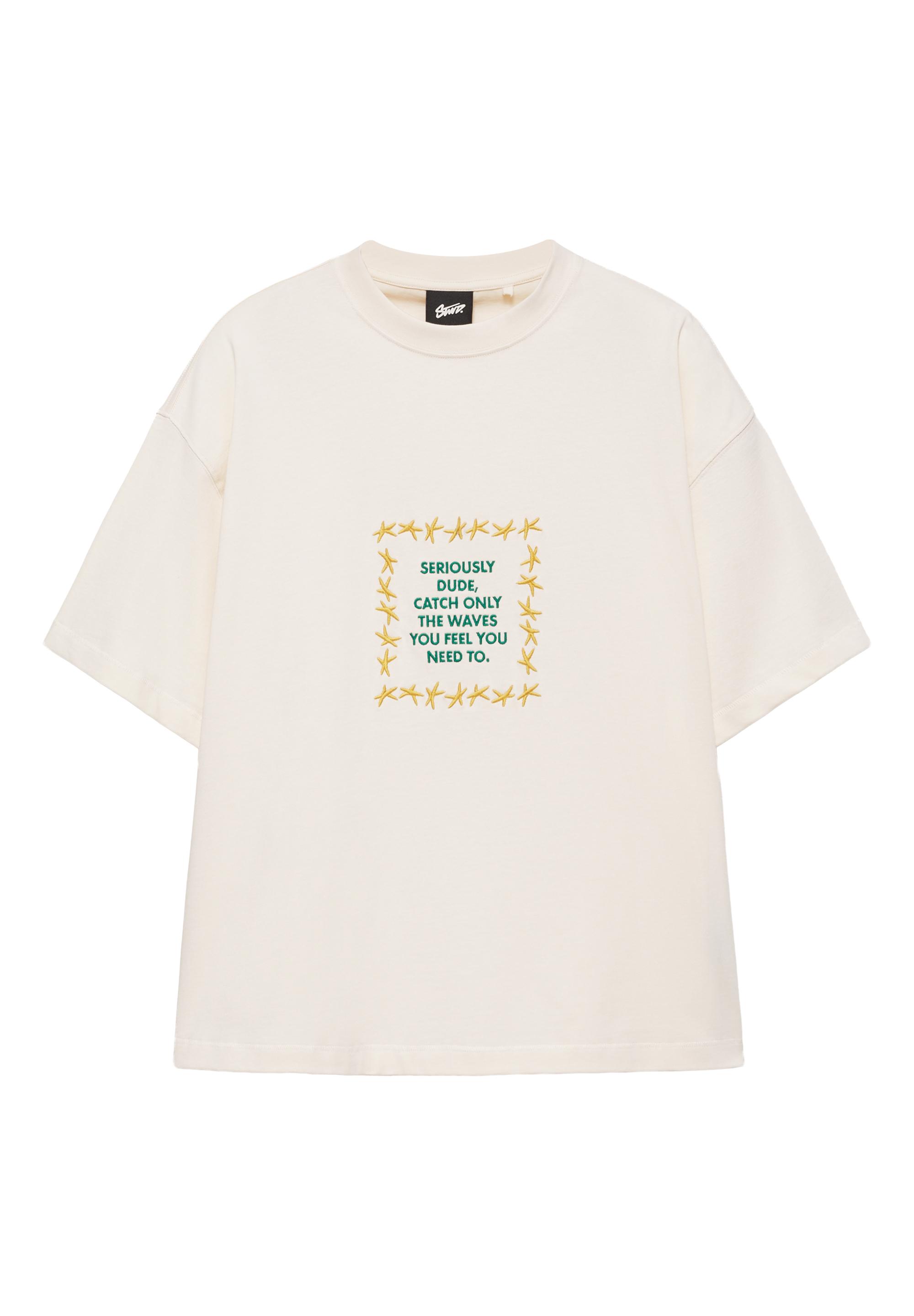 Embroidered star T-shirt — Beige