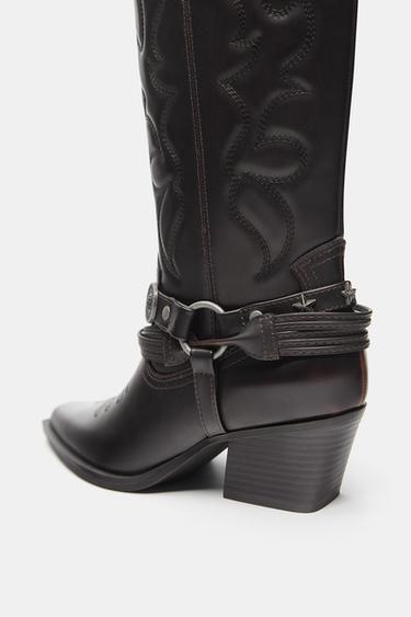 Cowboy boots with metal details — Burgundy 4