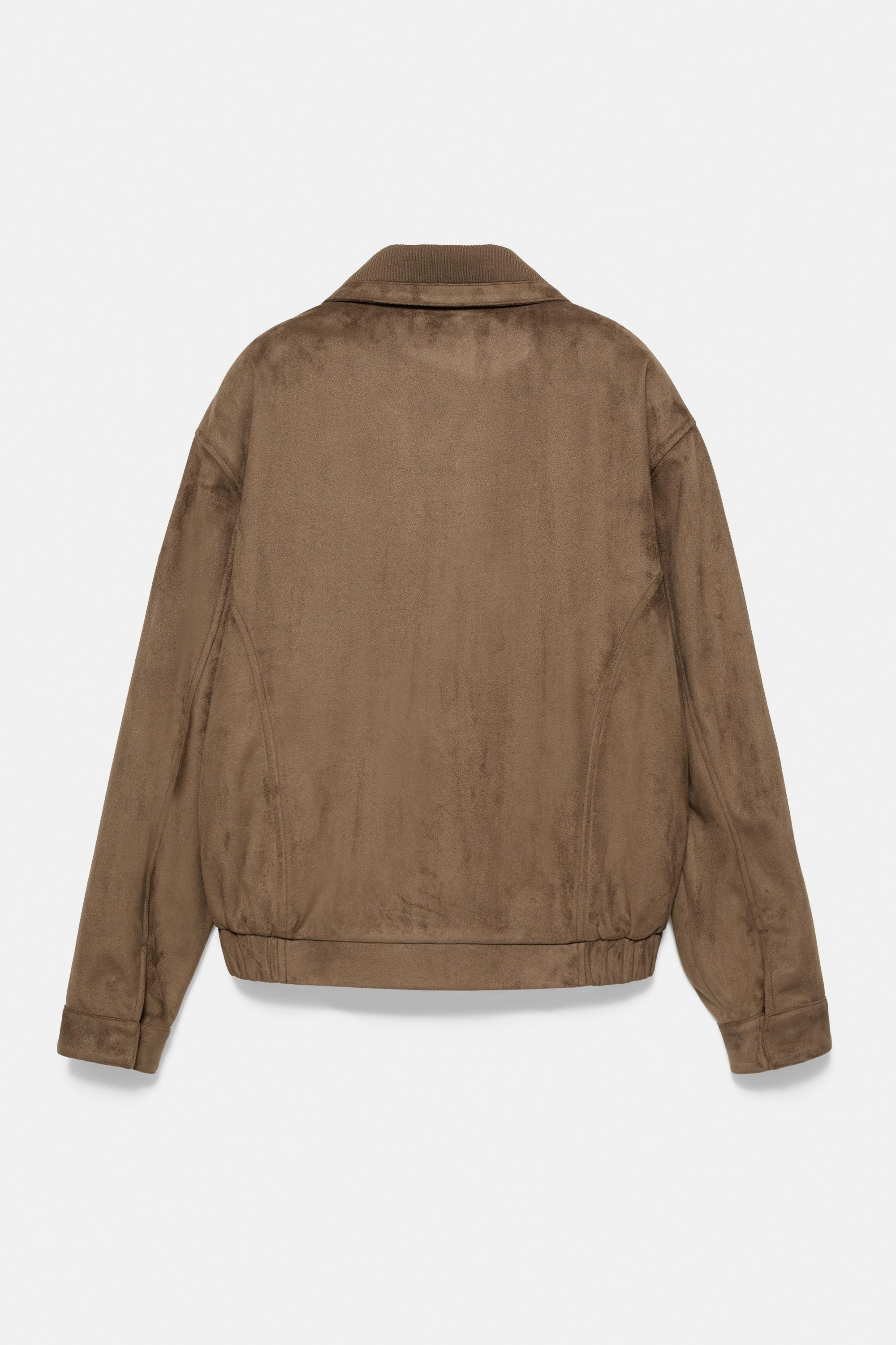 Faux suede jacket — Dark brown