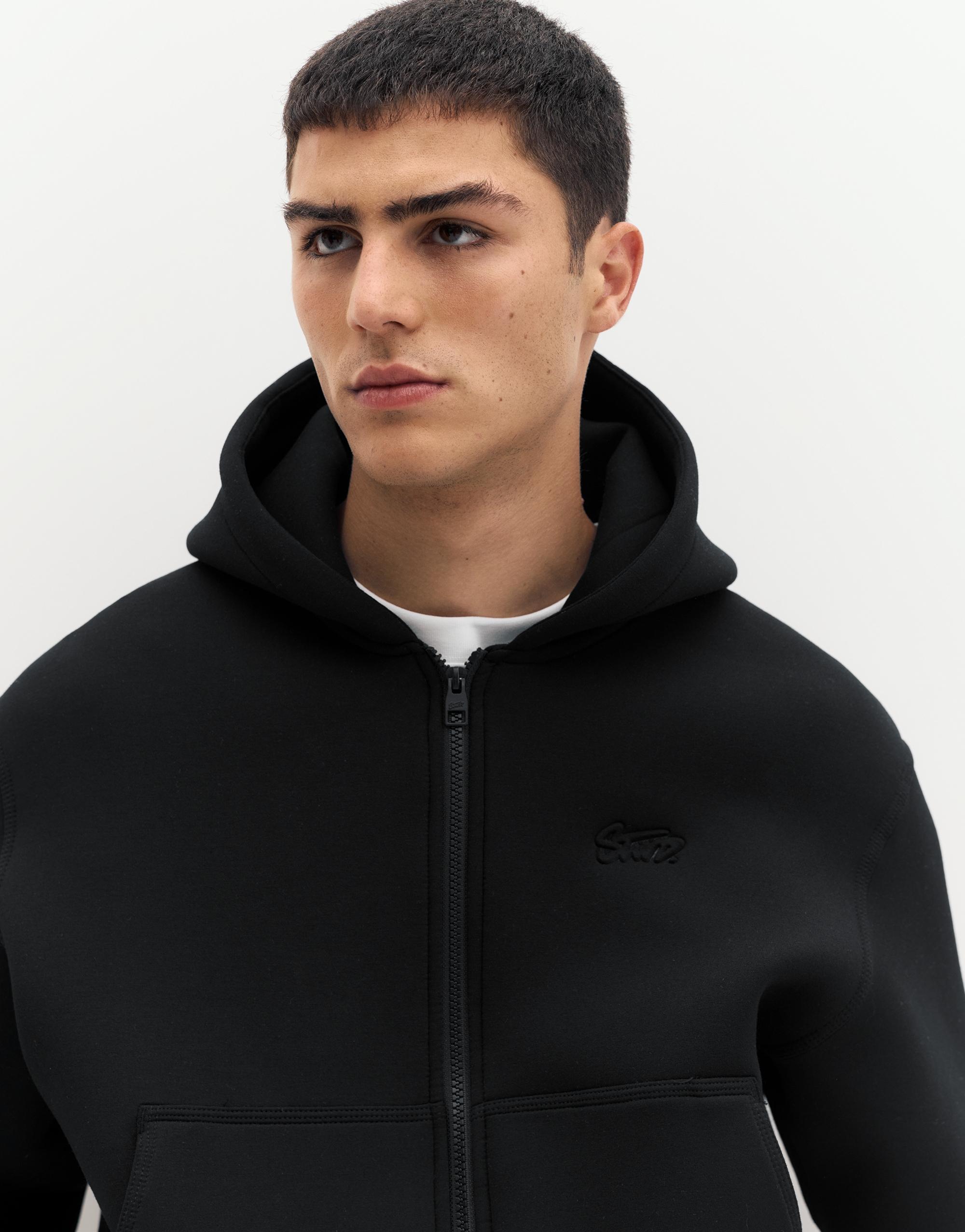 Neoprene-effect hoodie — Black