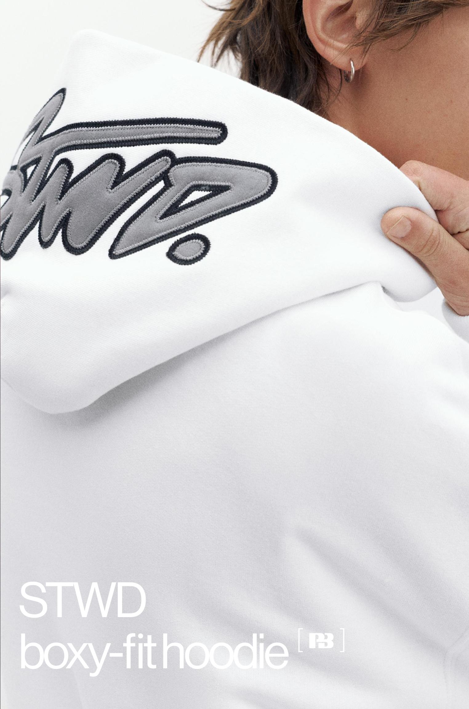 STWD boxy-fit logo hoodie — Off white