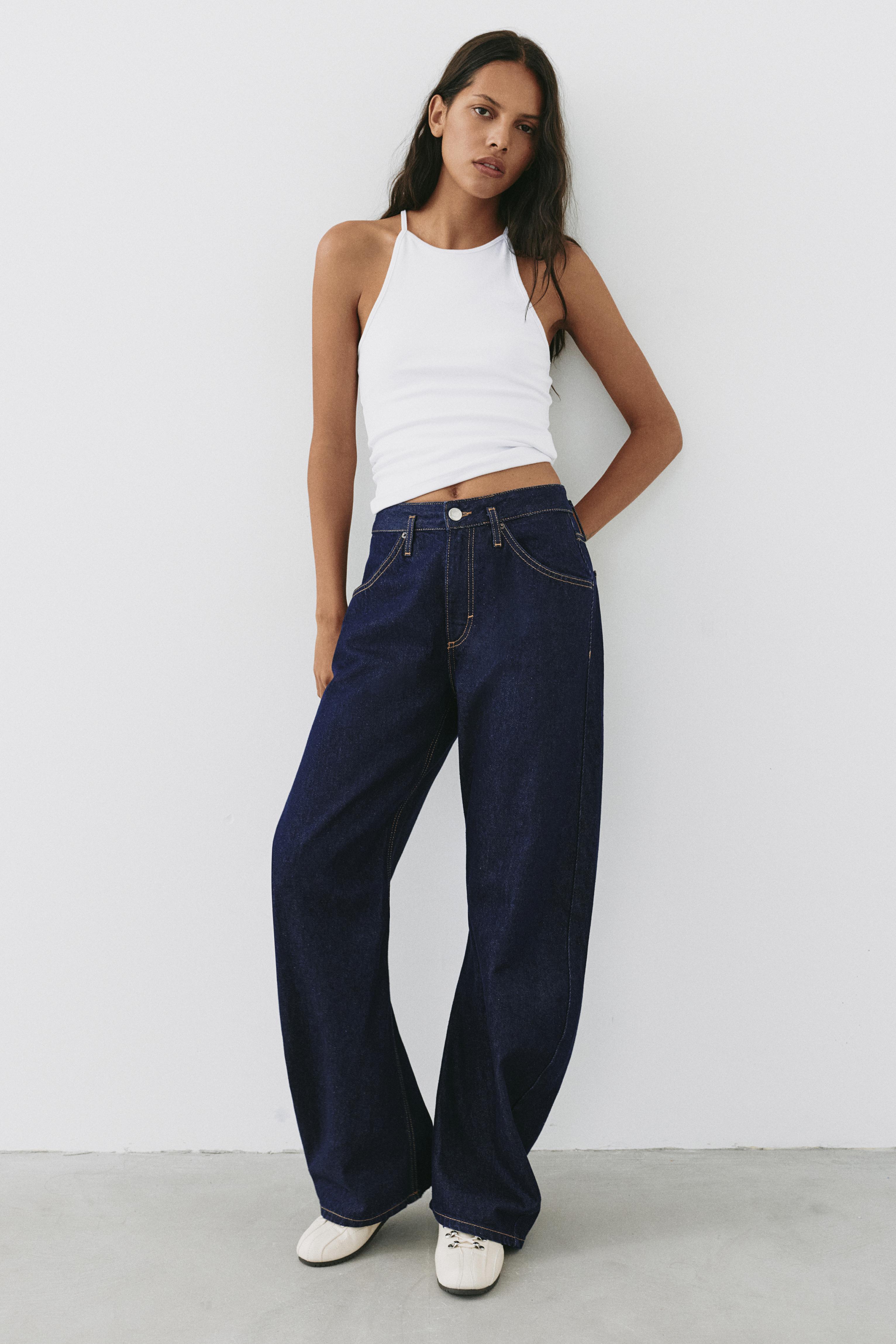 Low-rise barrel jeans — Navy
