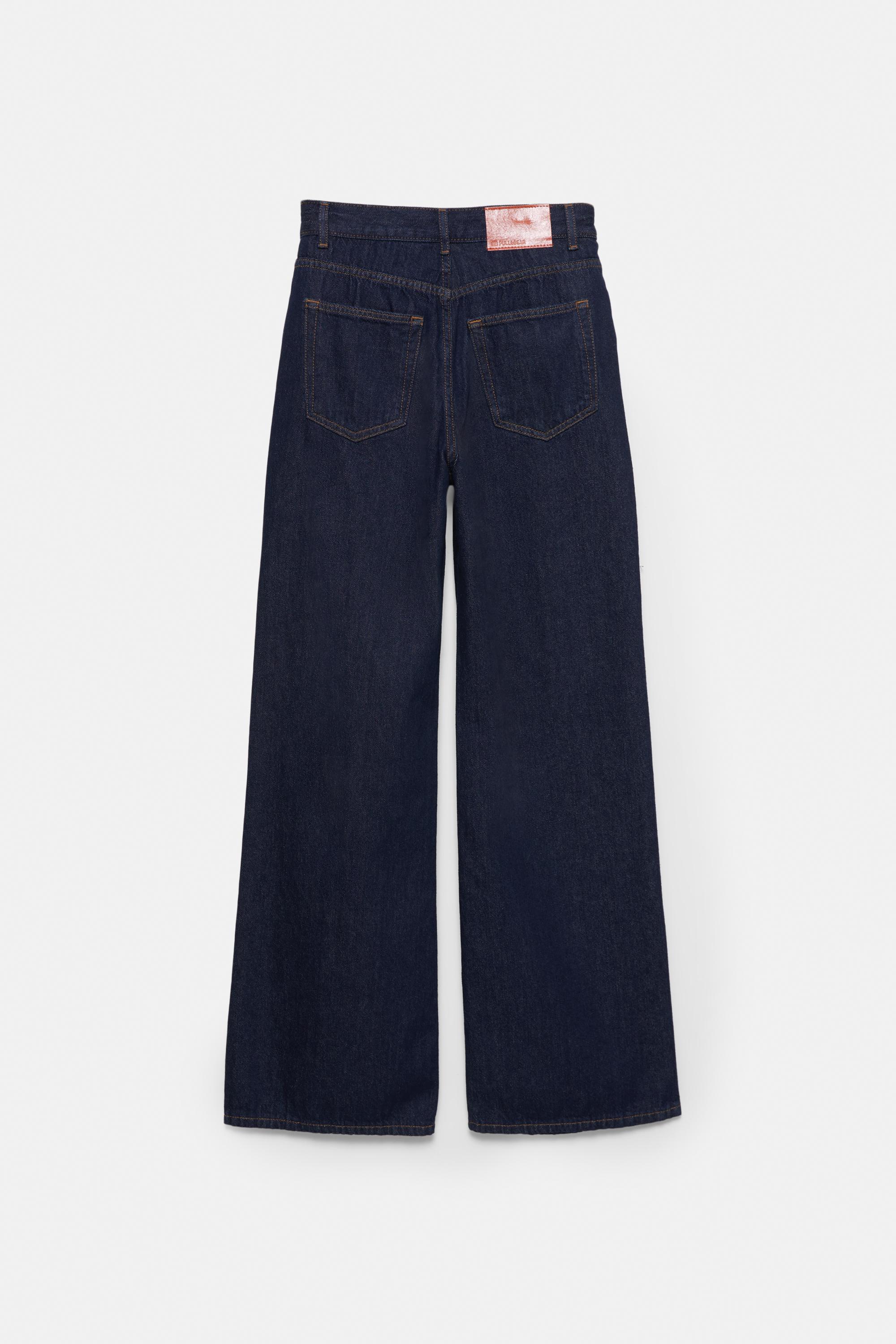 Wide leg jeans with crossover waistband — Navy