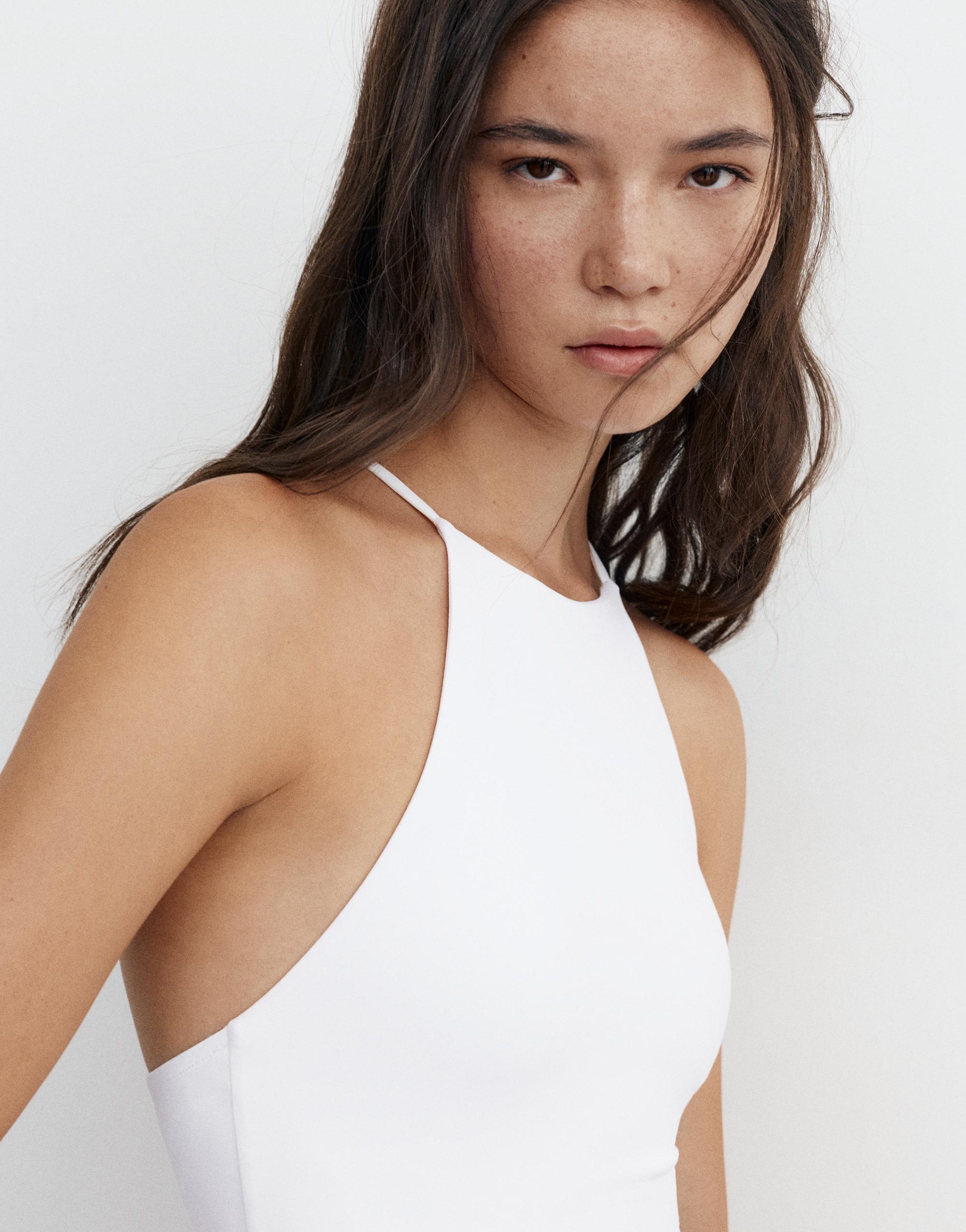 Halter strappy bodysuit — White