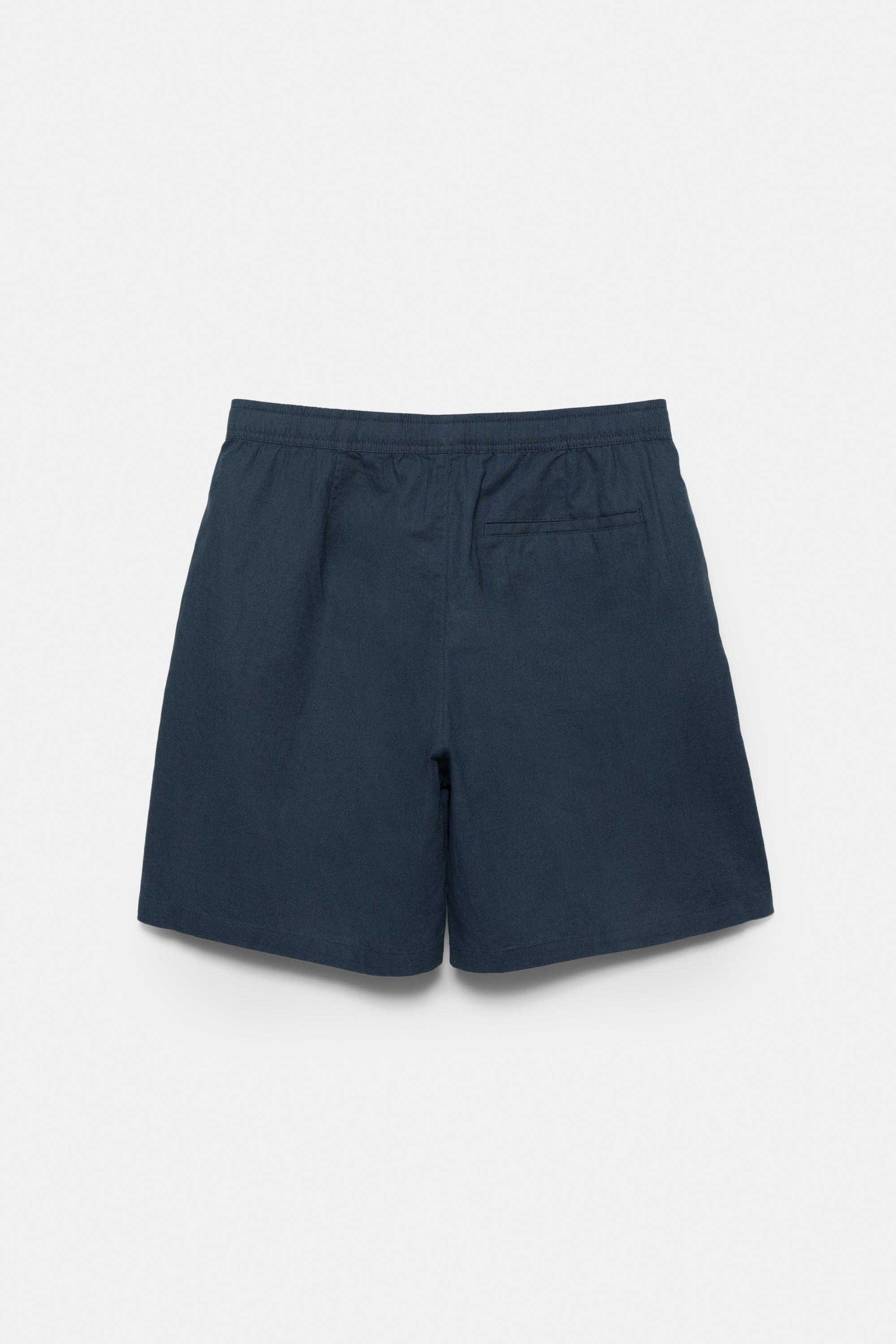 Linen blend Bermuda joggers — Dark blue